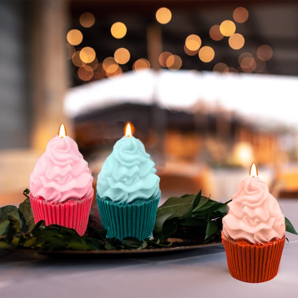 3D Ice Cream Cupcake Silicone Molds - Reusable Baking Molds for Ice Cream, Soap, Candle Making, Chocolate Fondant & Resin Casting - Perfect for DIY Crafts, Home Baking & Party Desserts