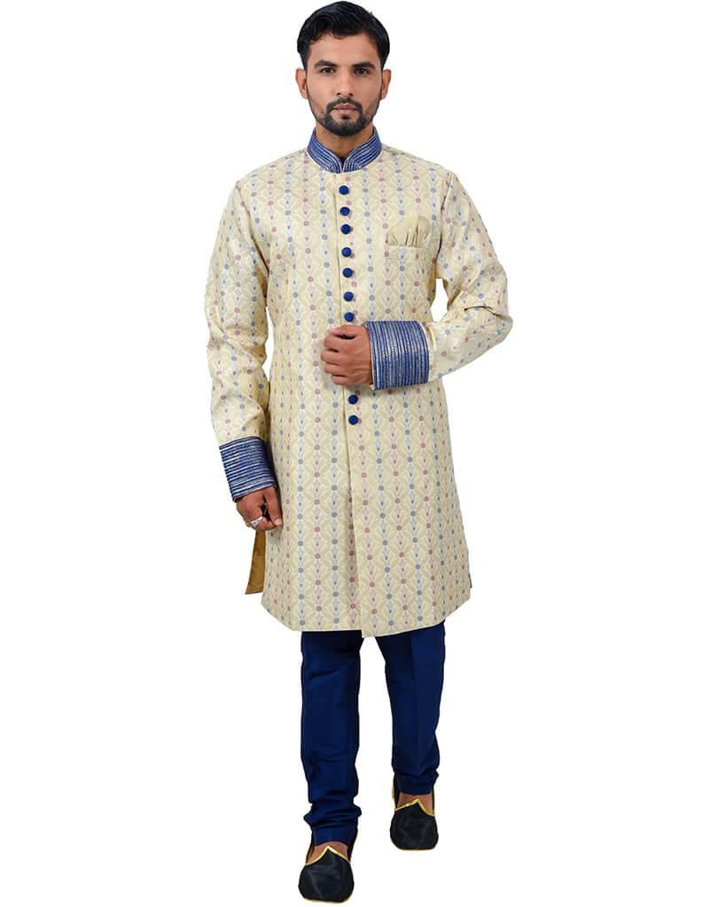 Elegant Indo-Western Cream Zari Brocade Silk Churidar Suit Set for Women | Traditional Ethnic Wear for Weddings, Festivals & Special Occasions