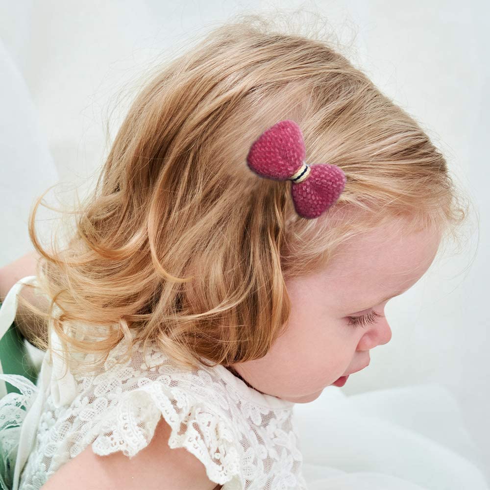 FIMBUL 8-Piece Stylish Hair Accessories Set - Fur Hair Bows with Alligator Clips for Girls, Kids Hair Clips for School, Parties & Special Occasions