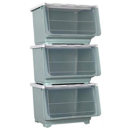 Shozafia 3-Pack Large Clear Plastic Storage Bins with Wheels & Lids - Stackable Front Opening Toy Organizer Boxes for Kids Room, Playroom & Closet Storage (Green) - Perfect for Organizing Toys, Books & Crafts