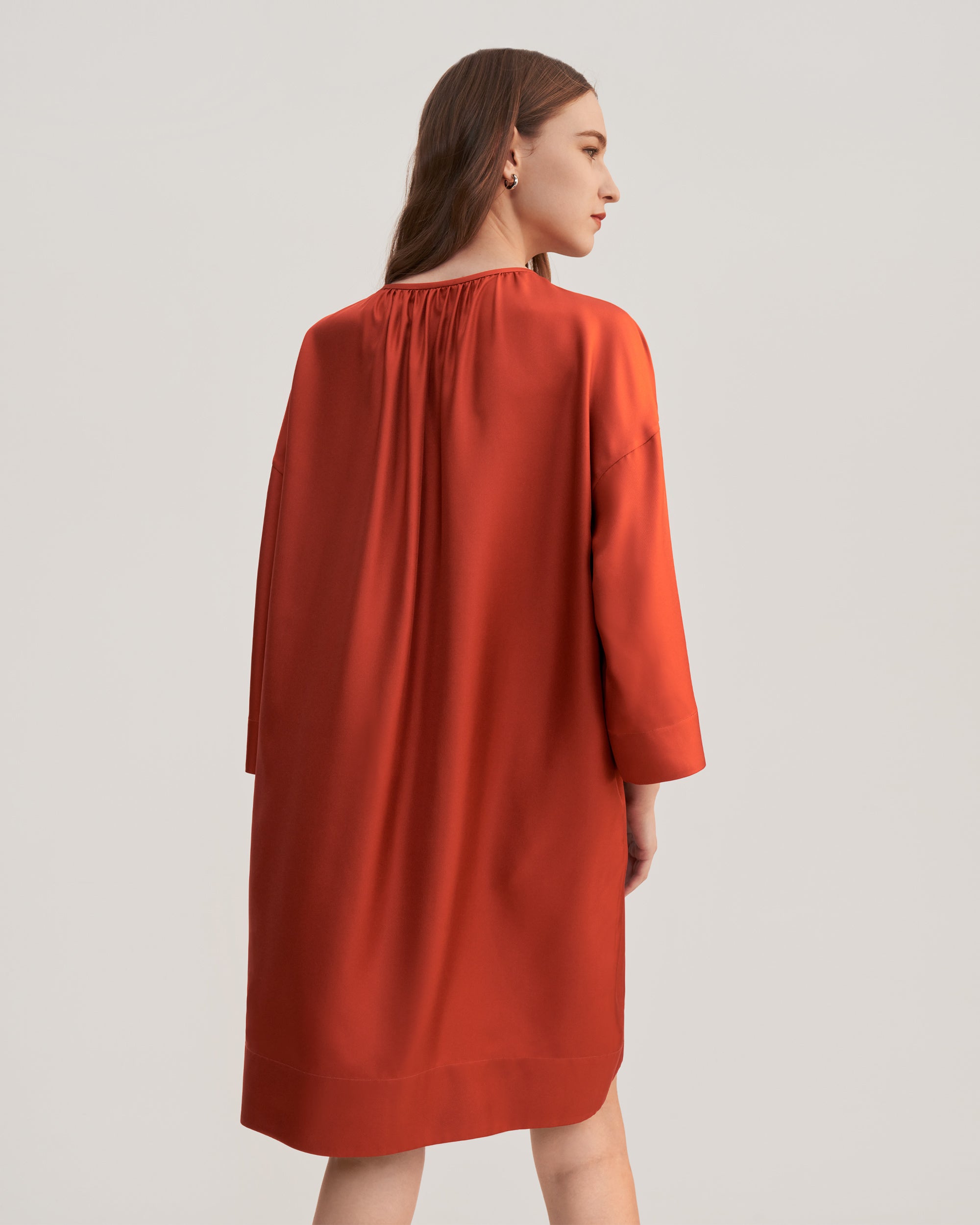 Luxury Silk Twill Oversized Dress for Women - Elegant Loose Fit Maxi Dress - Perfect for Casual Outings, Beach Vacations & Evening Events