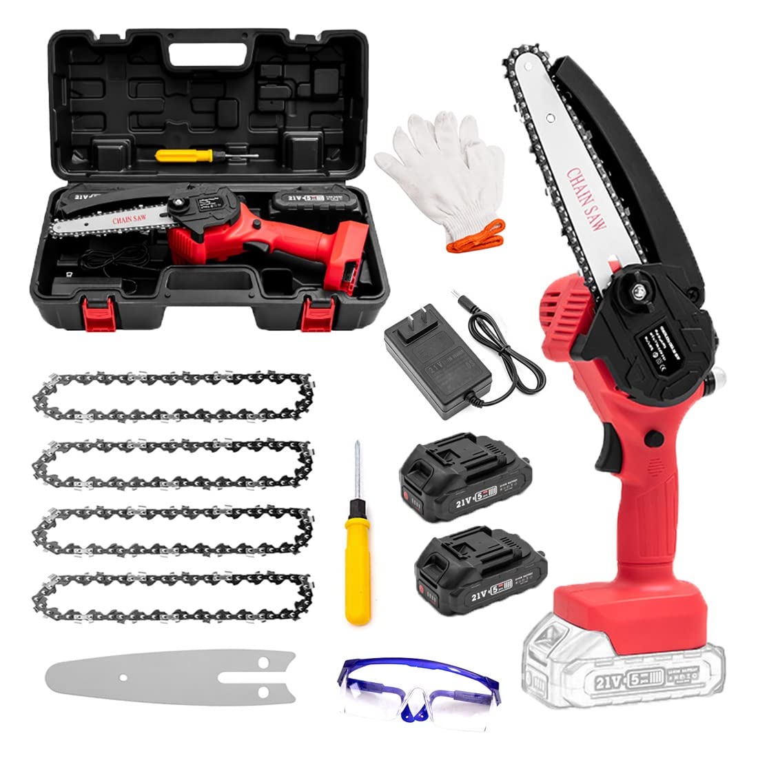 6 Inch Cordless Mini Chainsaw with Battery & Charger - Portable Electric Chain Saw for Wood Cutting, Gardening, Tree Pruning & Outdoor Camping - Lightweight & Powerful Handheld Chainsaw for DIY Projects & Yard Work