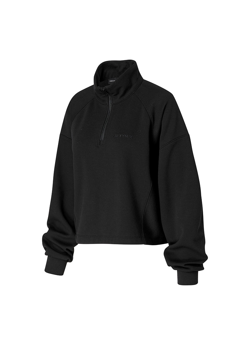 Peach Ribbed High Neck Half Zip Anorak Jacket - Stylish & Comfortable for Outdoor Activities, Hiking & Casual Wear
