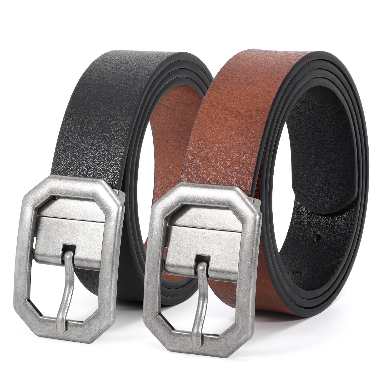 JASGOOD Women's Reversible Leather Belt for Jeans & Pants - Adjustable Rotating Buckle Fashion Accessory | Office Wear, Casual Outfits & Date Night Style