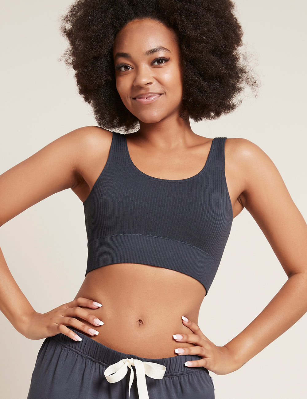 Seamless Ribbed Crop Top for Women - Storm Color - Perfect for Yoga, Gym & Casual Wear