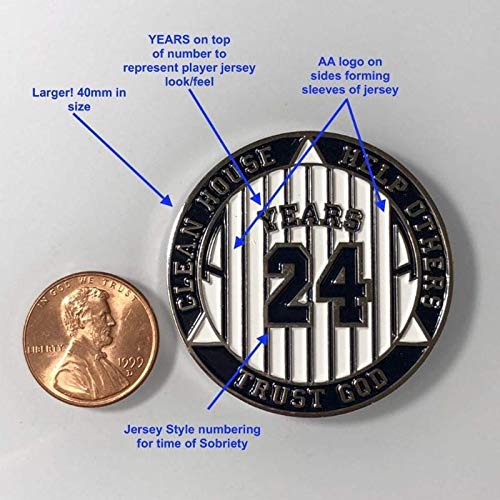 5 Year AA Medallion Pinstripe Sobriety Chip with Coin Holder - Alcoholics Anonymous Recovery Token for Milestone Celebrations & 12-Step Meetings