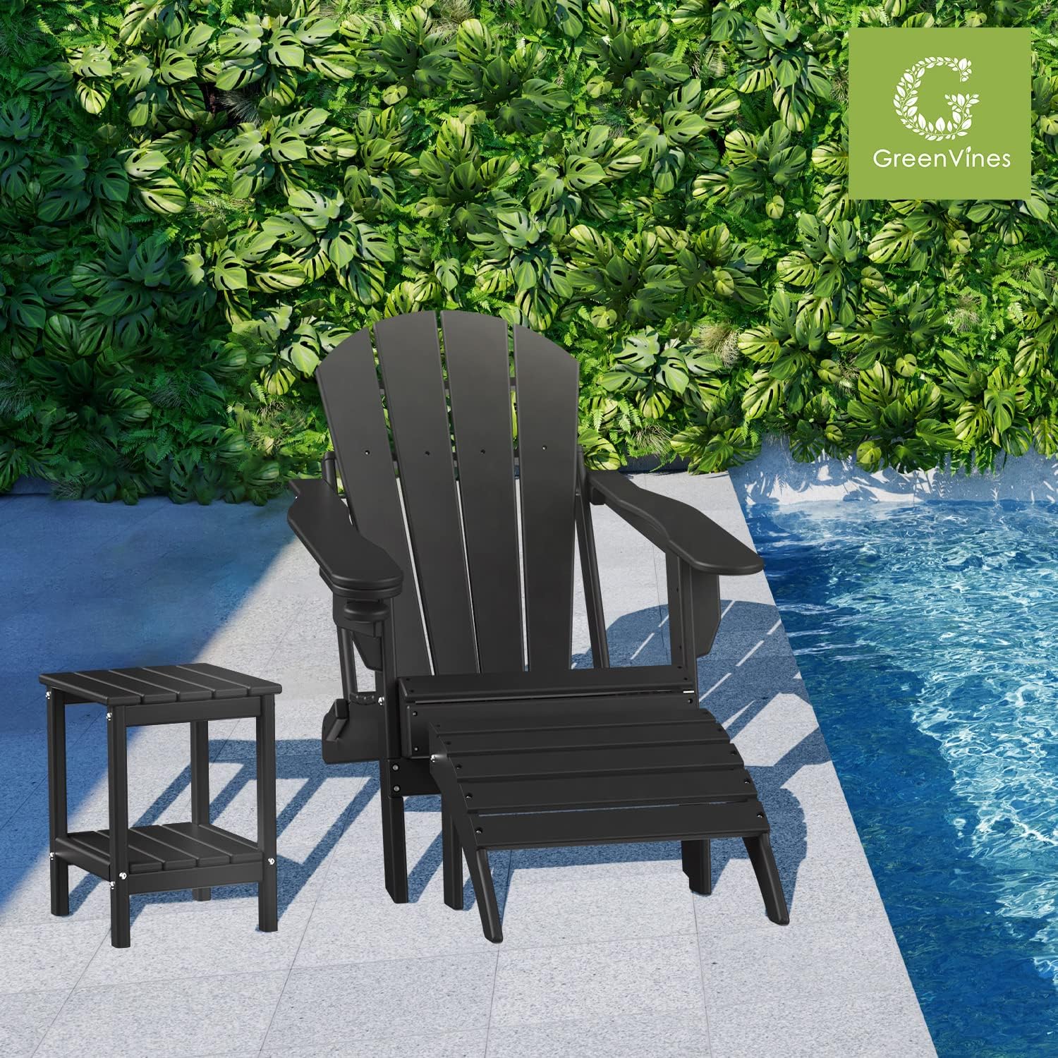 4-Pack Folding Adirondack Chairs with Cup Holders - Heavy Duty HDPE Plastic All-Weather Outdoor Furniture - Perfect for Backyard, Patio, Deck, Garden & Fire Pit Gatherings