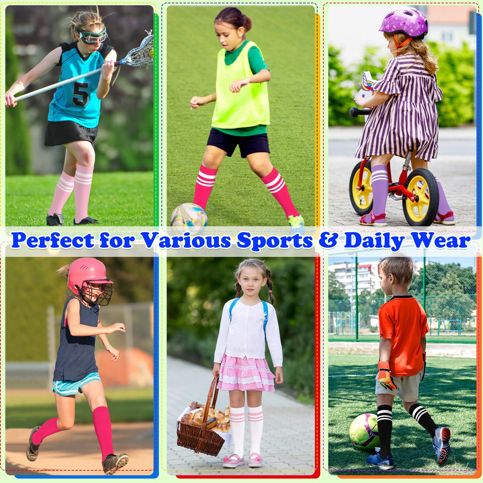 4 Pairs Toddler Soccer Socks - Breathable Cotton Youth Athletic Socks for Boys & Girls - Perfect for Soccer, Baseball, Softball & Sports Training