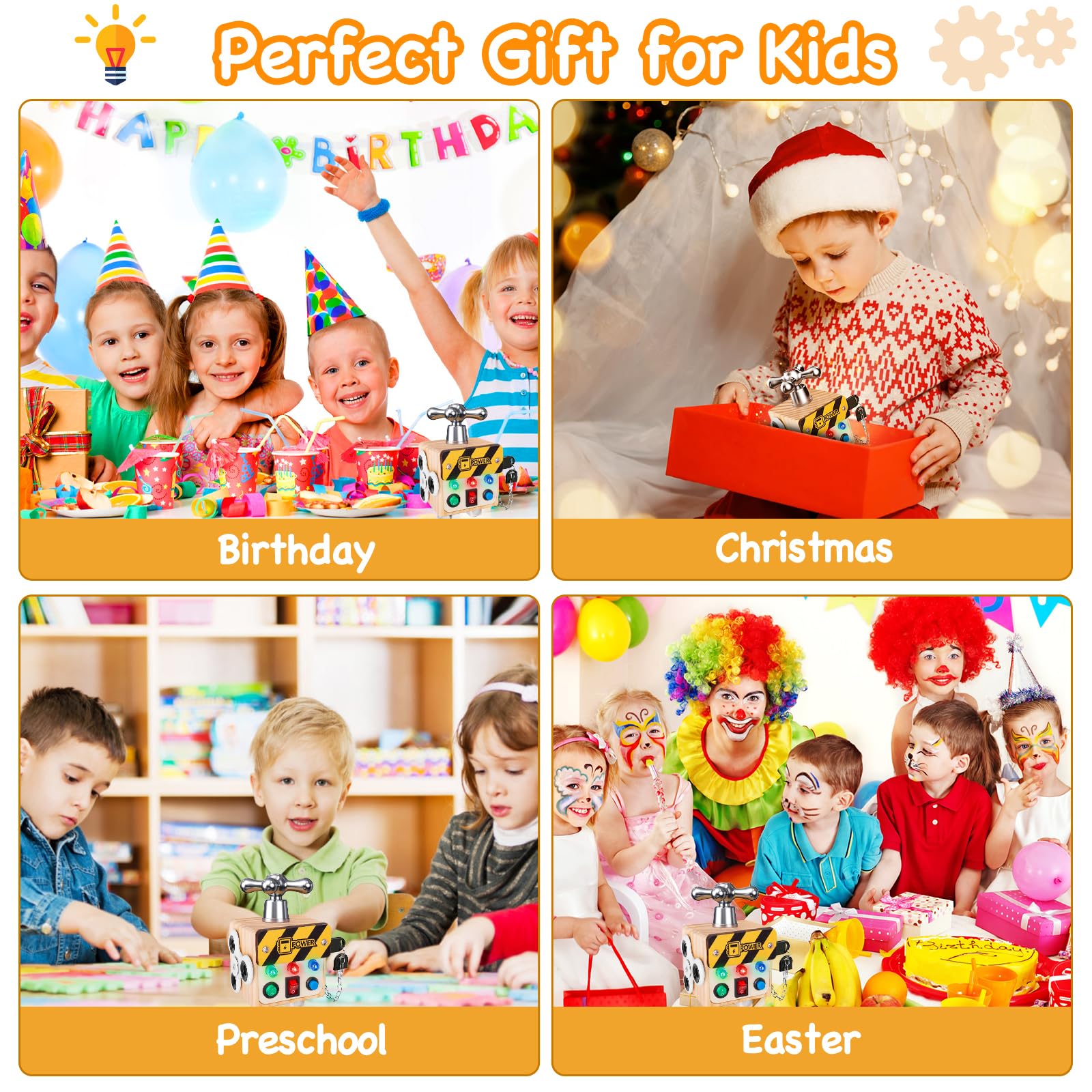 Best Montessori Wooden LED Busy Cube - Sensory Learning Toy for Toddlers 1-3 Years Old | Travel-Friendly Educational Gift for Boys & Girls | Perfect for Preschool Activities, Birthday Presents & Airplane Travel