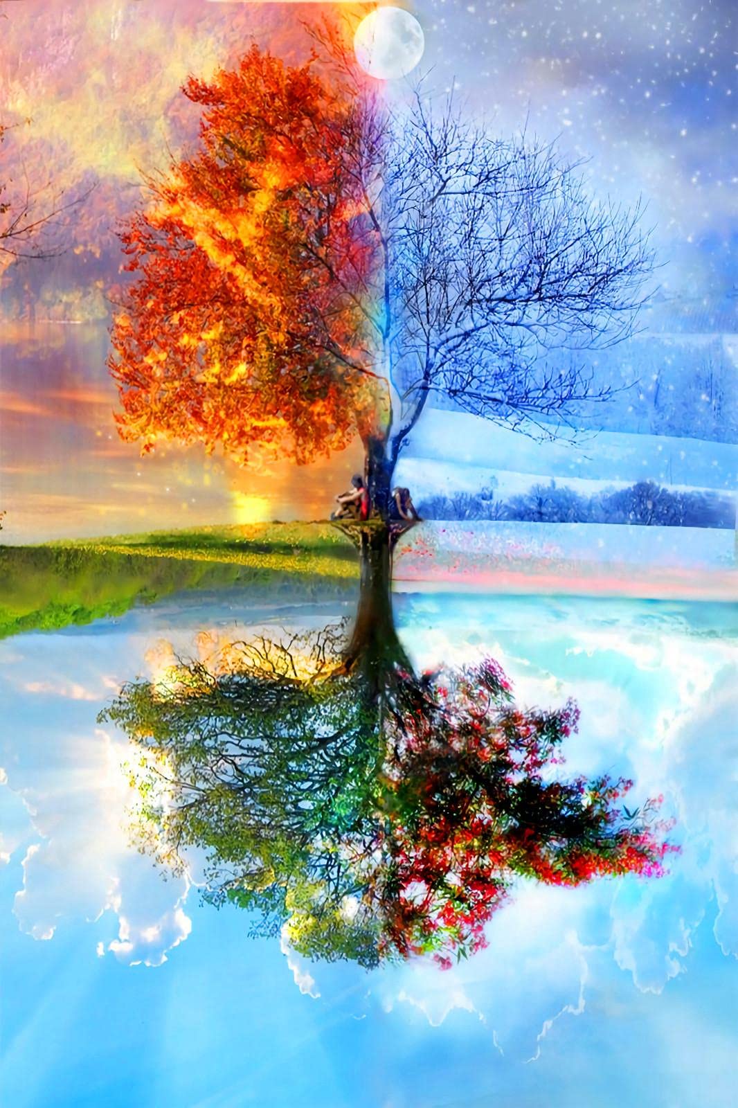 1000 Piece Wooden Jigsaw Puzzle for Adults - DIY 4 Season Tree Landscape - Modern Home Decor & Wall Art - Intellectual Game & Unique Gift (75x50cm) - Perfect for Family Game Nights, Stress Relief, and Home Office Decor