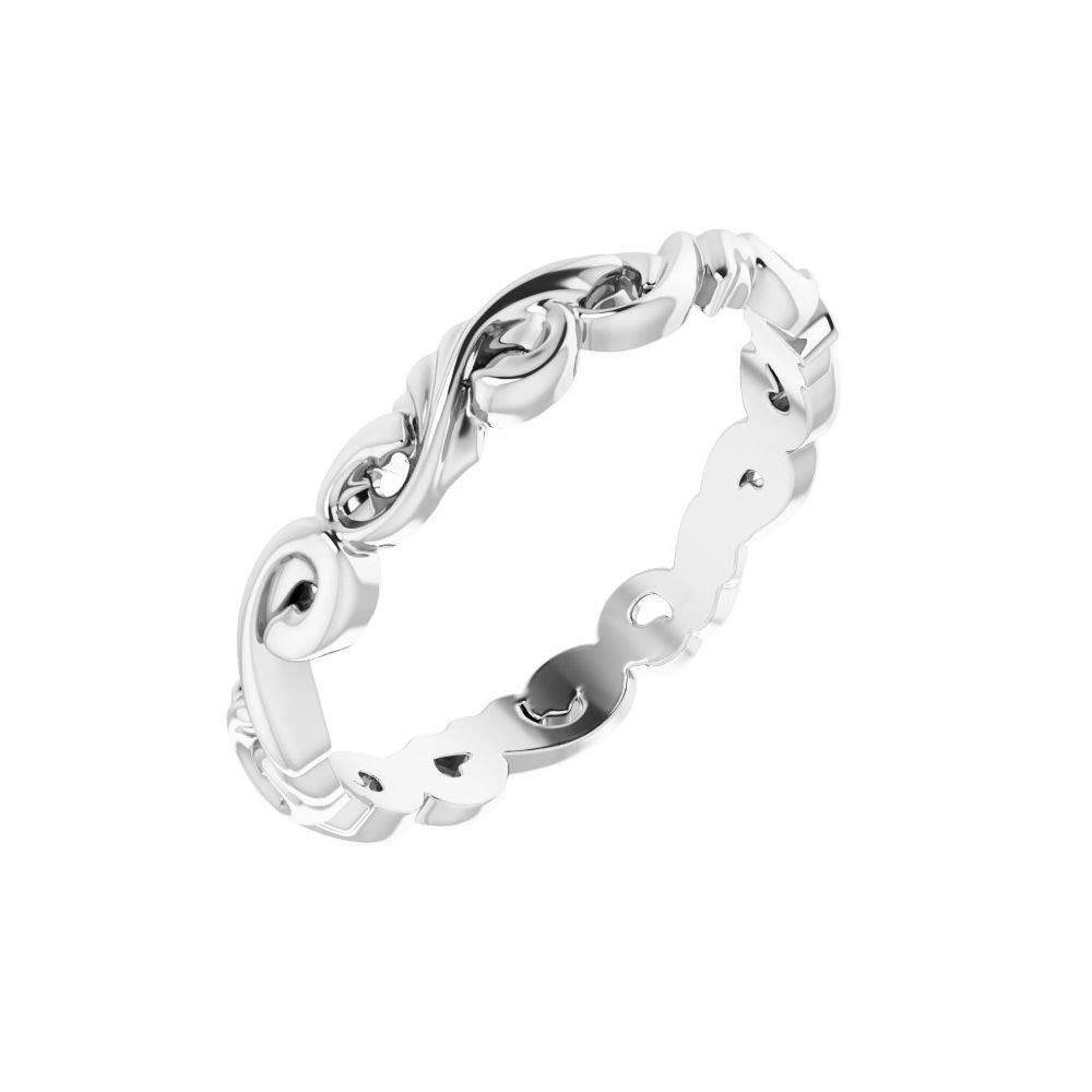 3mm Sculptural Scroll Design Wedding Band Ring for Women & Men - Elegant & Timeless for Engagement, Anniversary & Special Occasions
