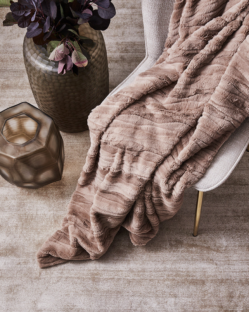 Juliet Throw Blanket 130x170cm (51x67 inches) - Soft & Cozy Warm Taupe Color - Perfect for Sofa, Bed, Couch & Winter Nights
