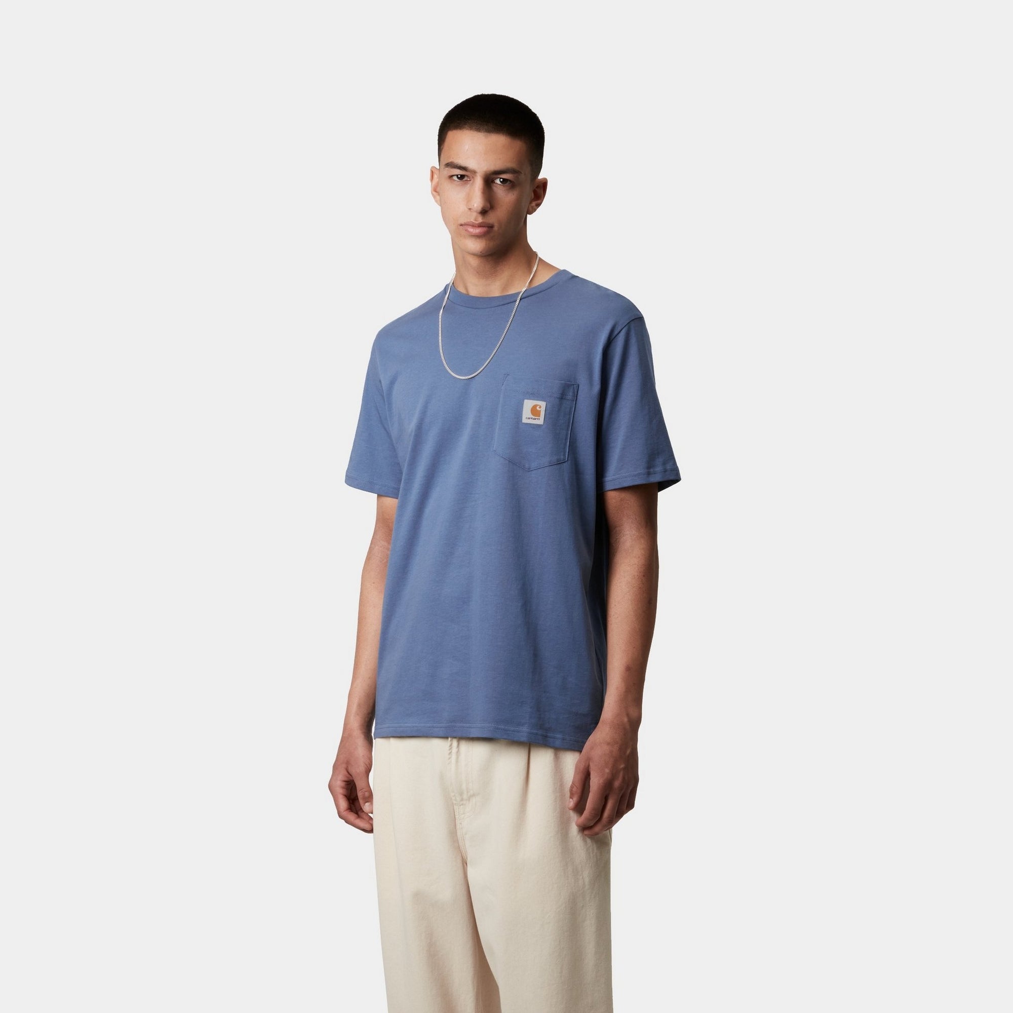 Men's Pocket T-Shirt | Soft Cotton Casual Tee in Blue Iris | Perfect for Everyday Wear, Work & Outdoor Activities