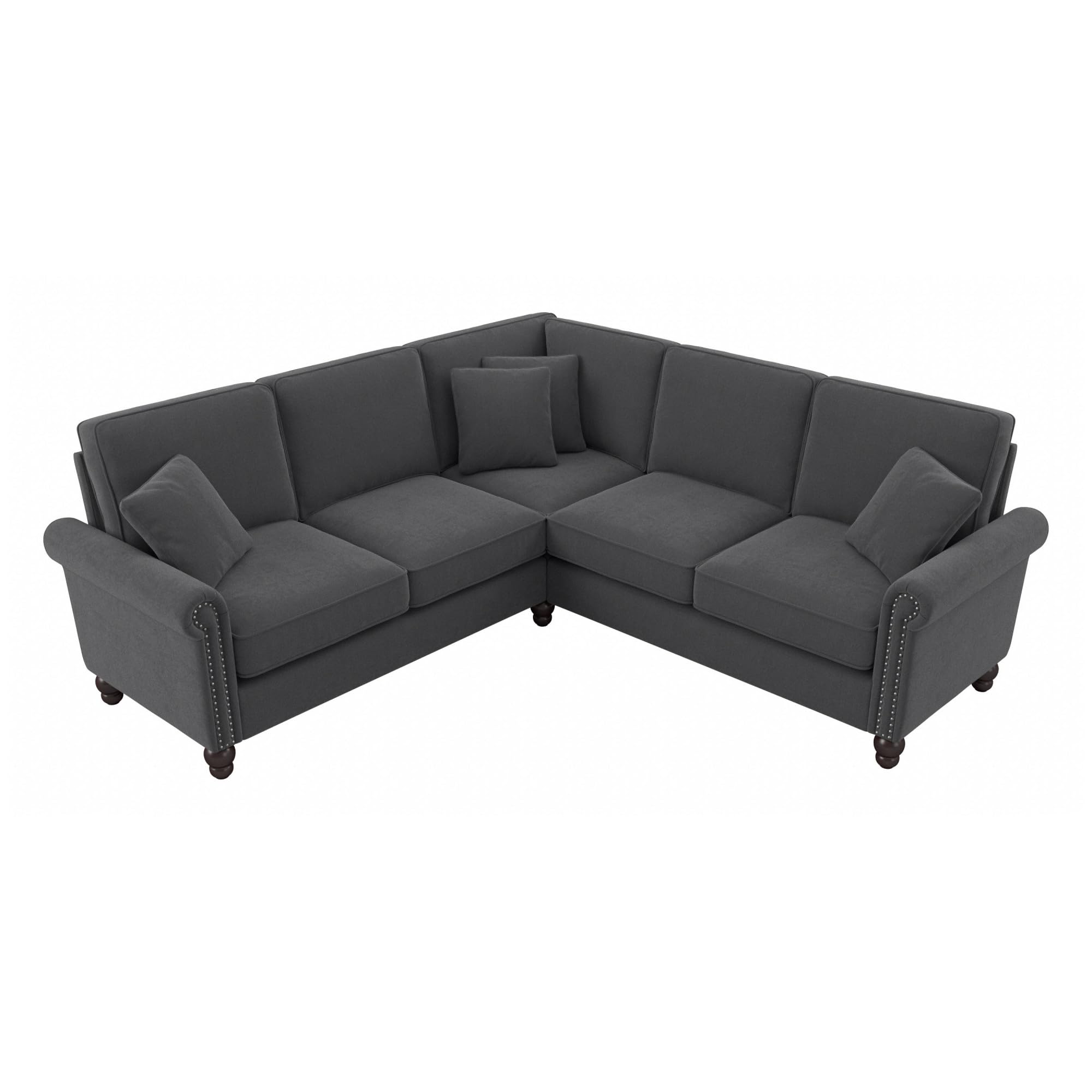 Bush Furniture 87 Inch L-Shaped Sectional Sofa with Pet-Friendly Fabric - Coventry Collection Charcoal Gray Herringbone for Living Room, Family Room & Home Office