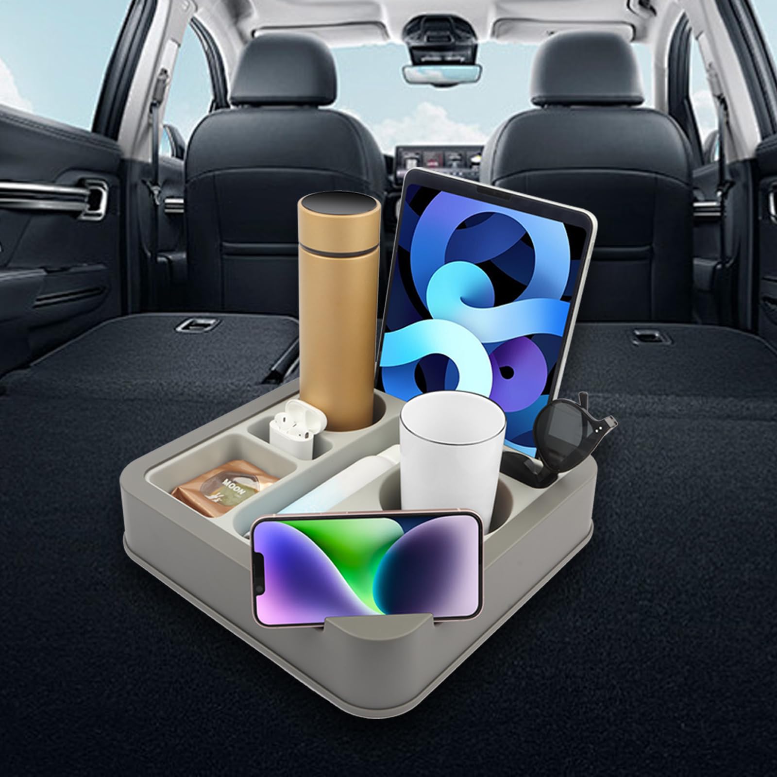 Premium Silicone Cup Holder Tray - Waterproof & Anti-Spill for Car, Bed, Couch - Holds Snacks & Drinks
