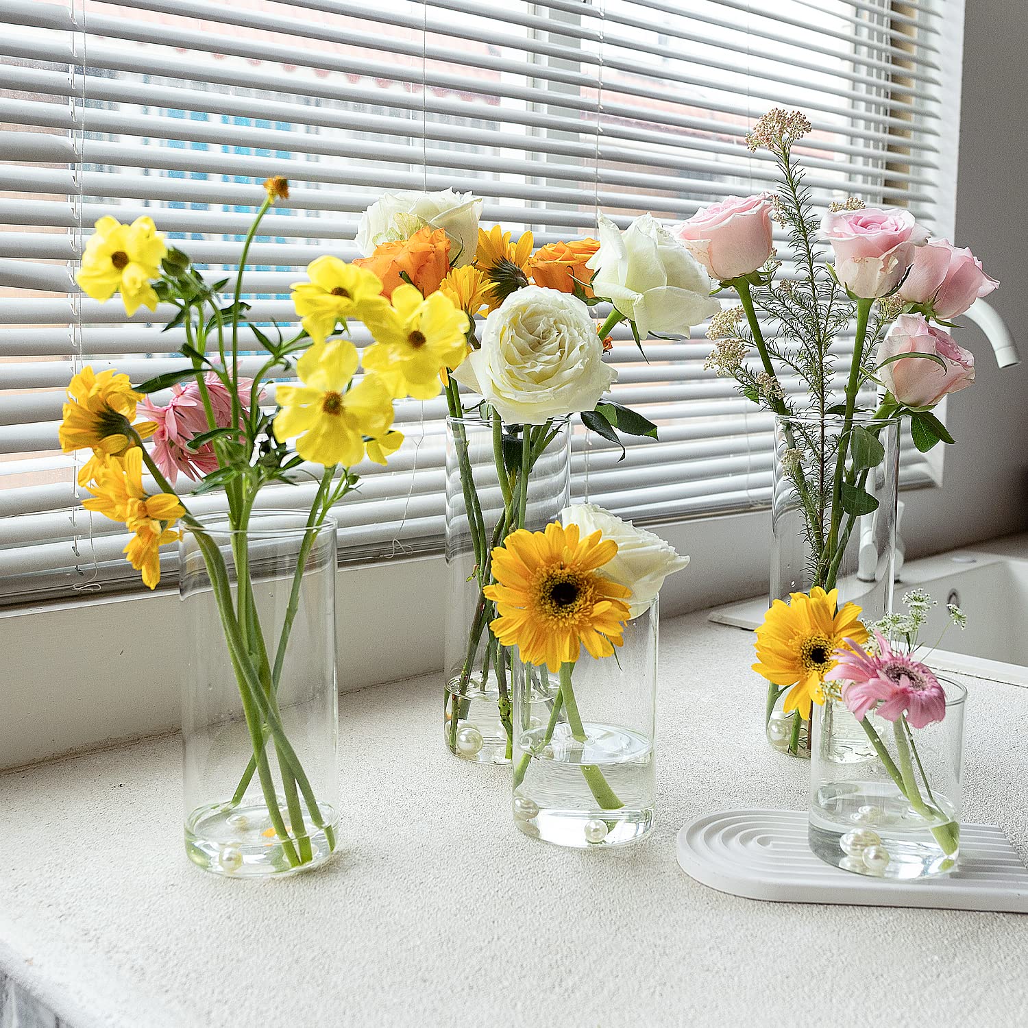 20-Piece Glass Cylinder Vases Set for Centerpieces - 4 Sizes (4