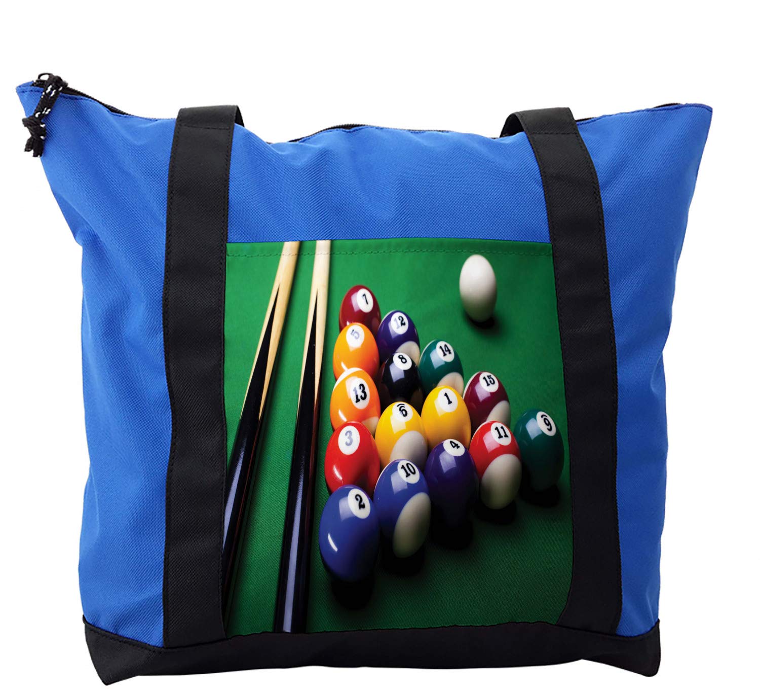Premium Men's Shoulder Bag with Billiard Pool Balls Design - Durable Zippered Snooker Themed Crossbody Bag for Sports Enthusiasts, Pool Players & Casual Use