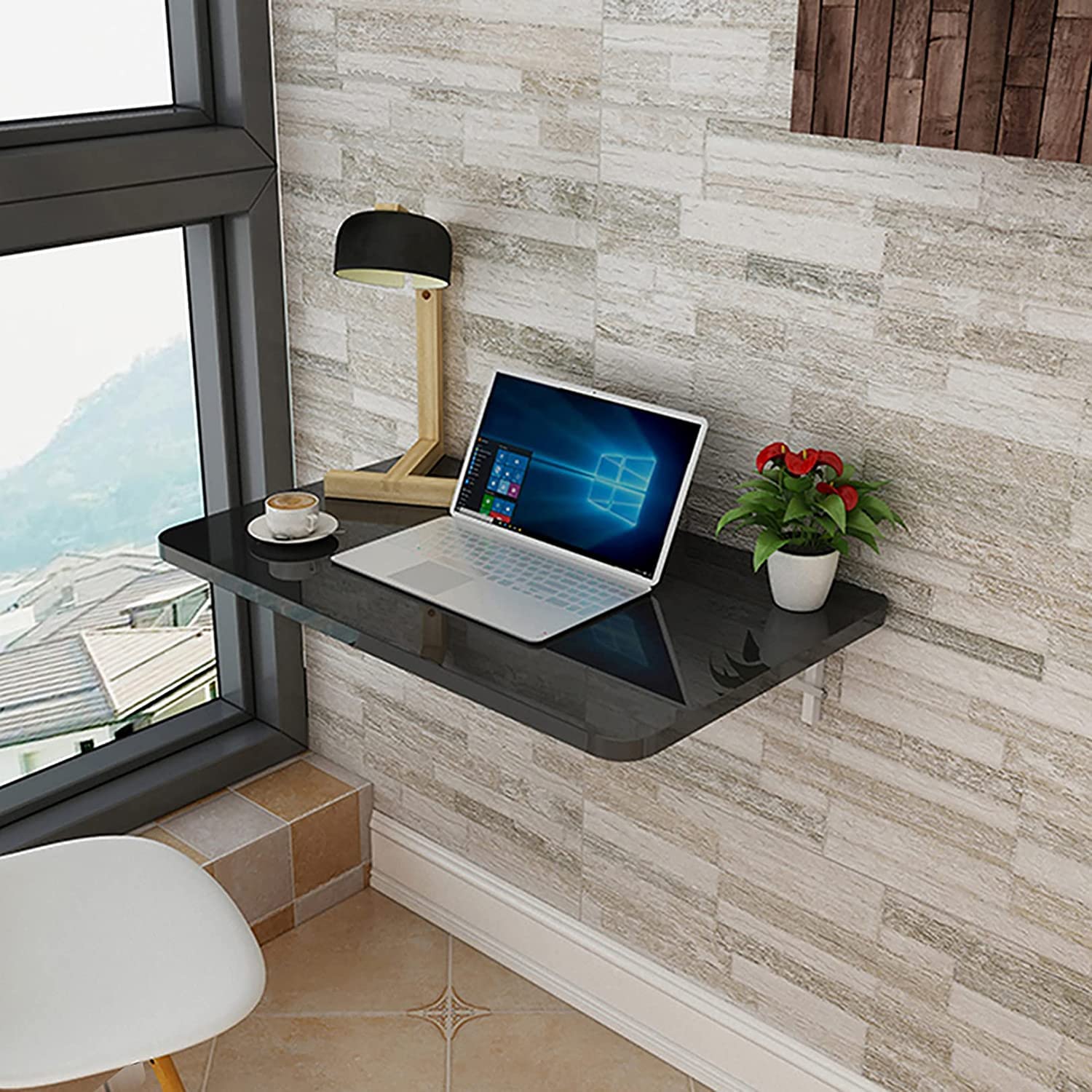 Foldable Wall-Mounted Drop Leaf Table - Space Saving White Computer Desk for Kids & Adults | Perfect as Study Desk, Kitchen Dining Table or Home Office Workbench | Ideal for Small Apartments, Dorm Rooms & Compact Spaces