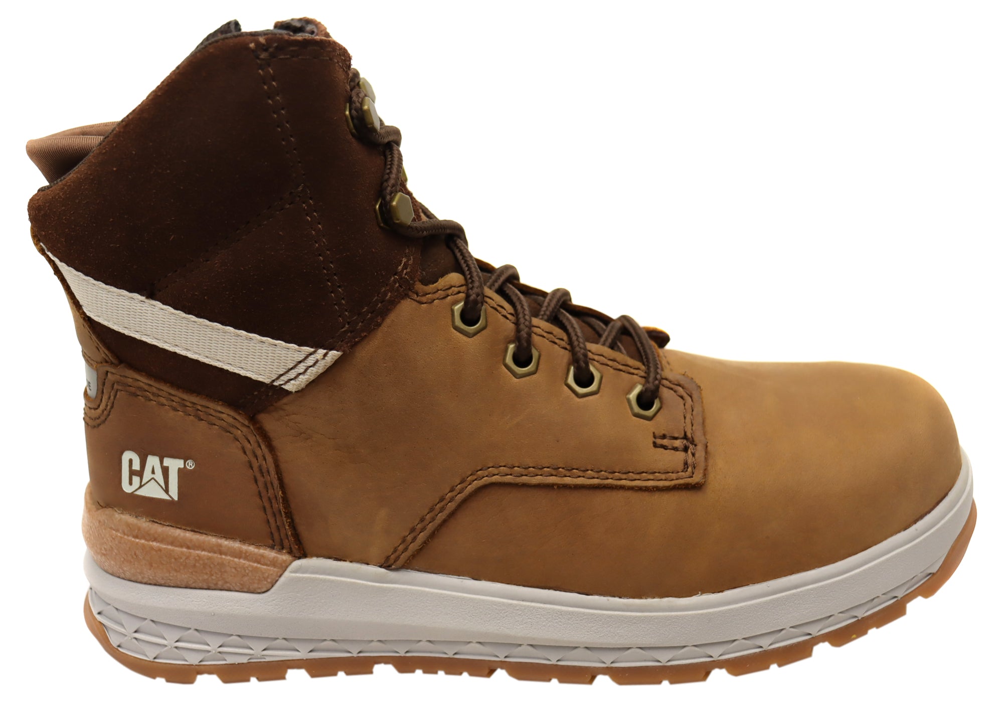 Caterpillar Men's Leather Work Boots with Carbon Composite Toe & Impact Protection - Durable Safety Shoes for Construction, Warehouse & Outdoor Work