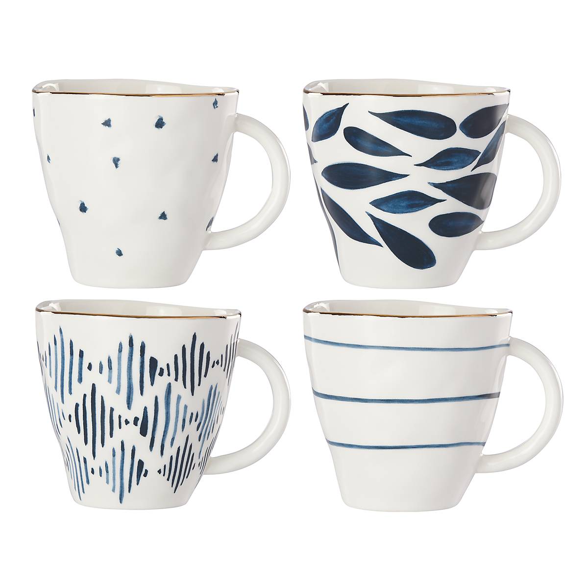 Blue Bay Dessert Mugs Set of 4 - Ceramic Coffee Cups with Handles for Ice Cream, Pudding & Parfait - Perfect for Parties, Dessert Bars & Home Dining