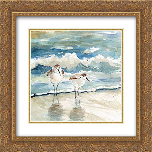 Robinson Carol 28x28 Gold Ornate Frame with Double Matted Museum Art Print - Beach Birds Coastal Wall Decor for Living Room, Bedroom & Office