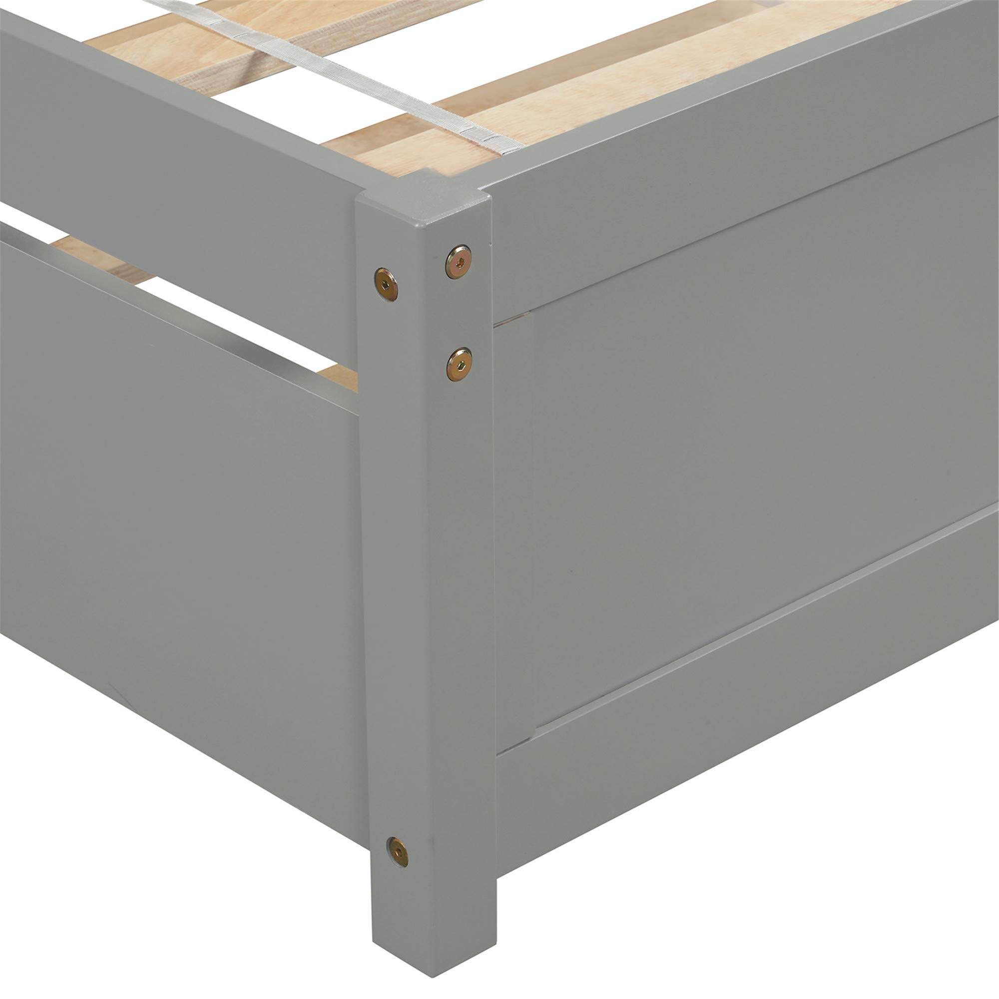 Solid Wood Twin Size Platform Bed with Headboard & Trundle - No Box Spring Needed - Space Saving Design for Small Rooms - Perfect for Kids, Teens & Adults Bedroom, Guest Room or Dorm