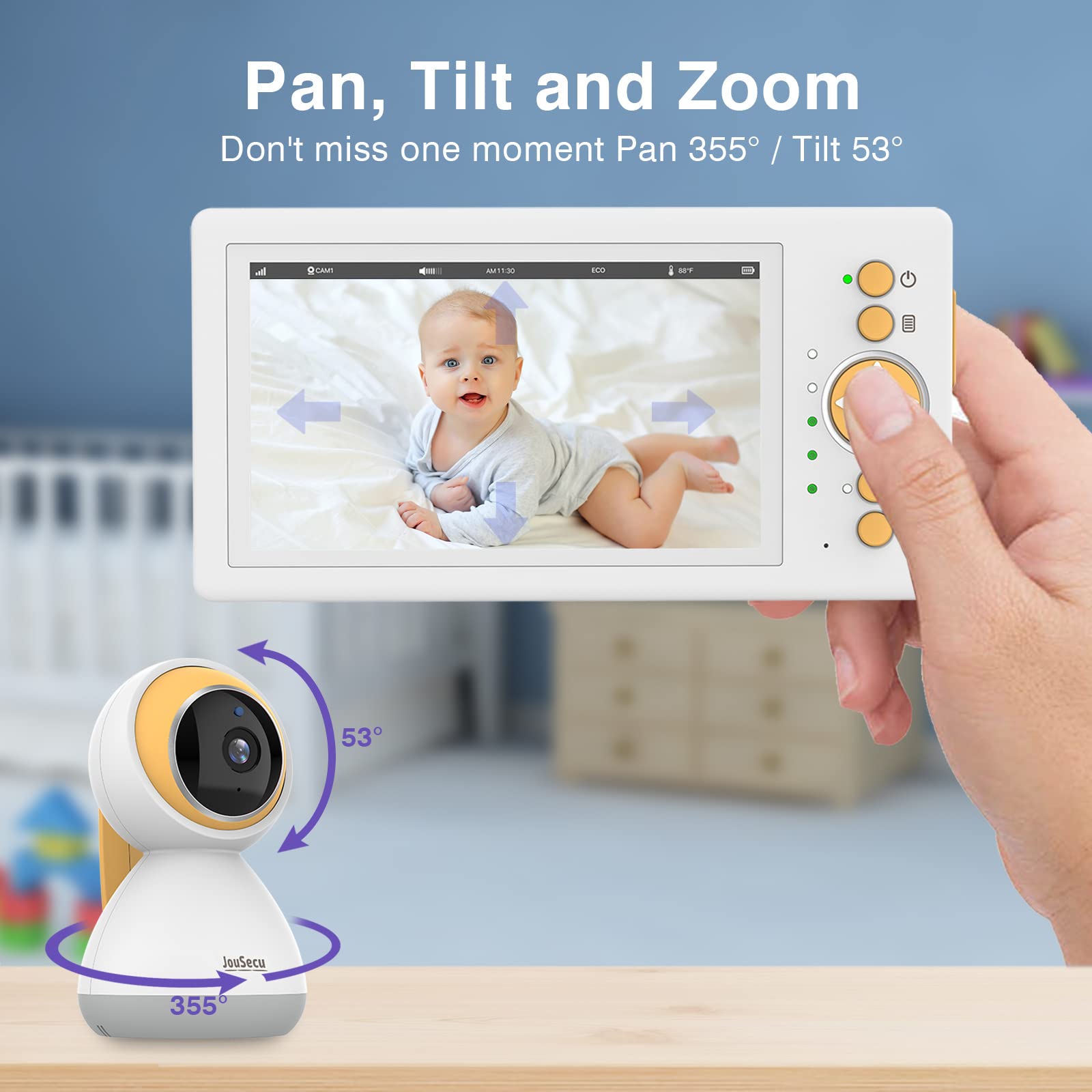 Add On Camera Unit for Model B155 Baby Monitor - Expandable Up to 4 Cameras, Yellow | Wireless Security Camera for Nursery, Kids Room & Home Monitoring