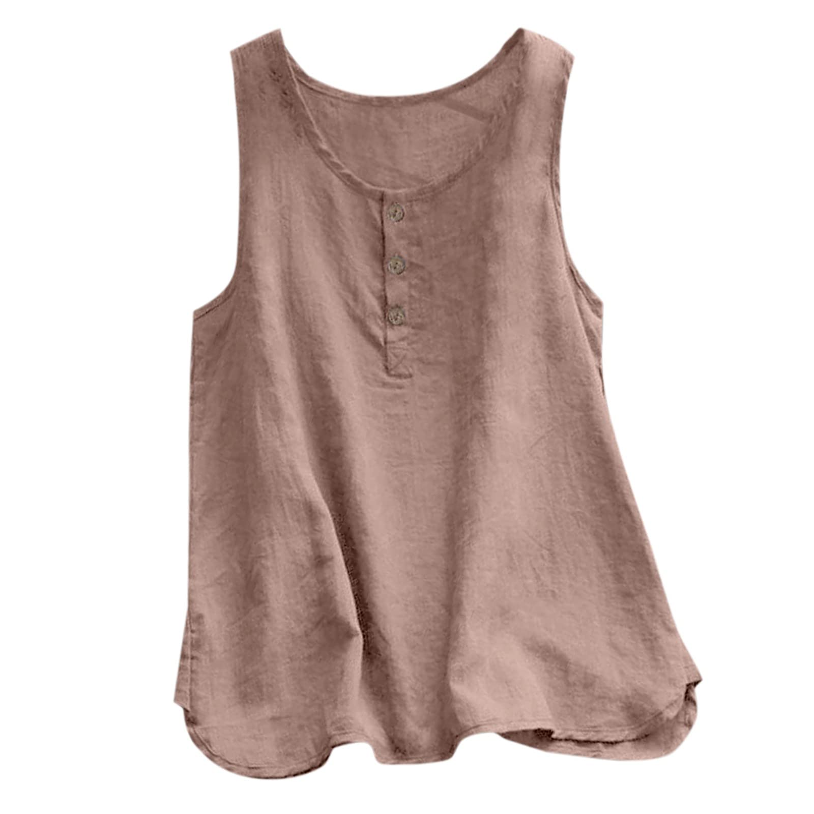 Black Loose Fit Women's Crew Neck Sleeveless Button-Up T-Shirt - Casual Summer Top for Everyday Wear, Office & Outings