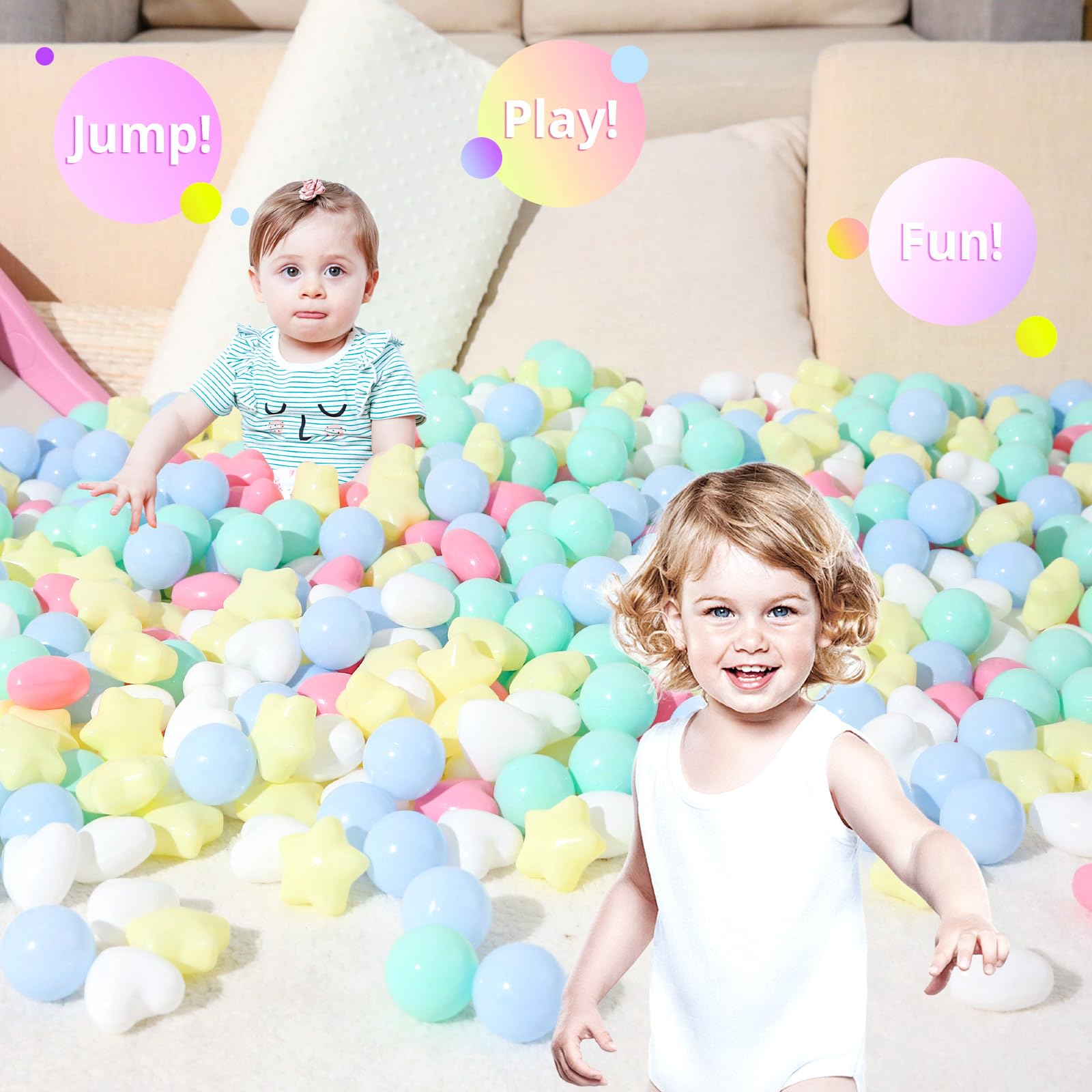 Non-Toxic Phthalate & BPA Free Crush Proof Plastic Ball Pit Balls - 100/200/500/1000 Pack for Toddlers & Kids with Storage Bag - Indoor/Outdoor Play, Birthday Parties, Daycare Centers, Sensory Play & Pool Fun