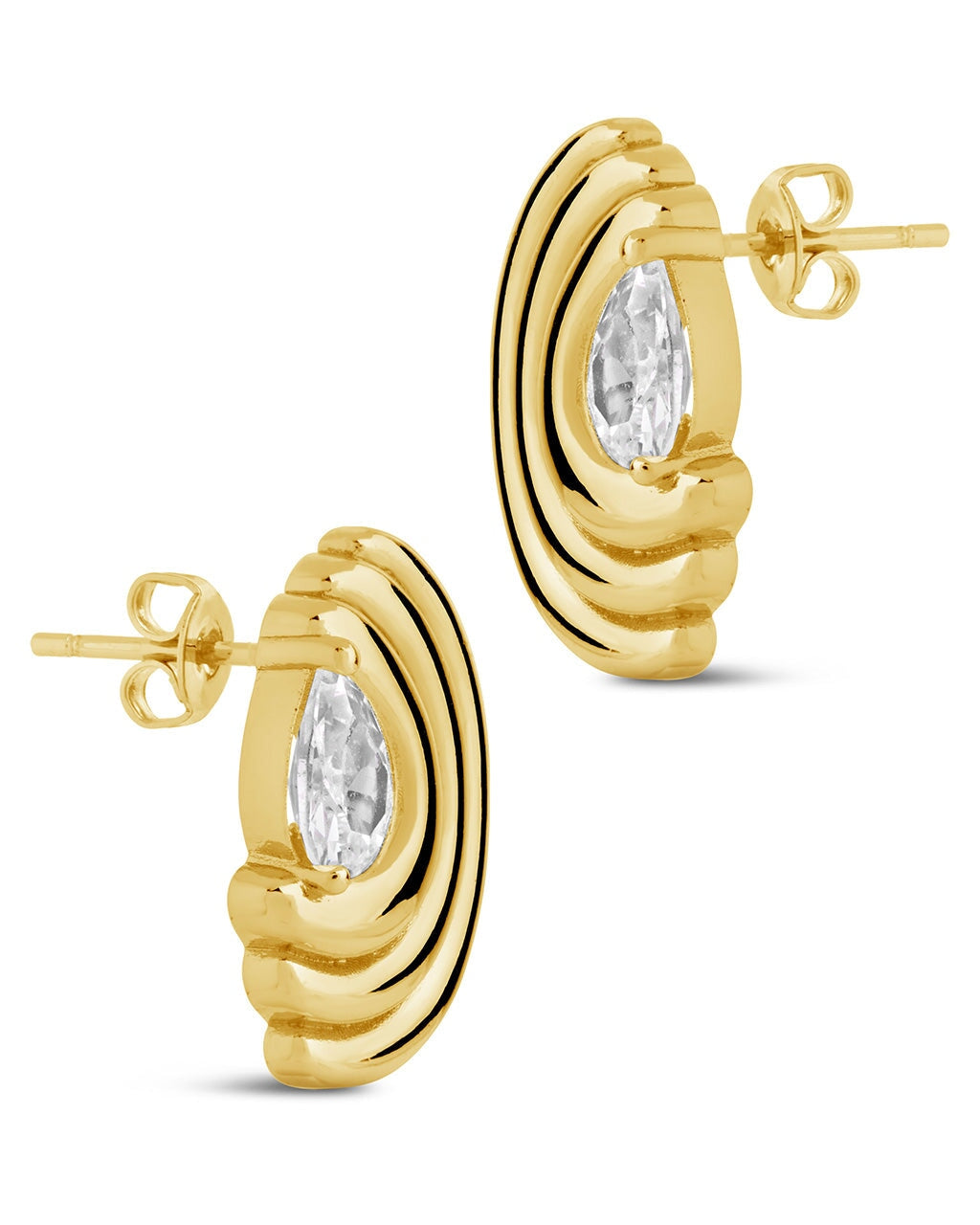 Stylish Kouign Amann CZ Stud Earrings for Women - Sparkling Cubic Zirconia Earrings for Daily Wear & Special Occasions