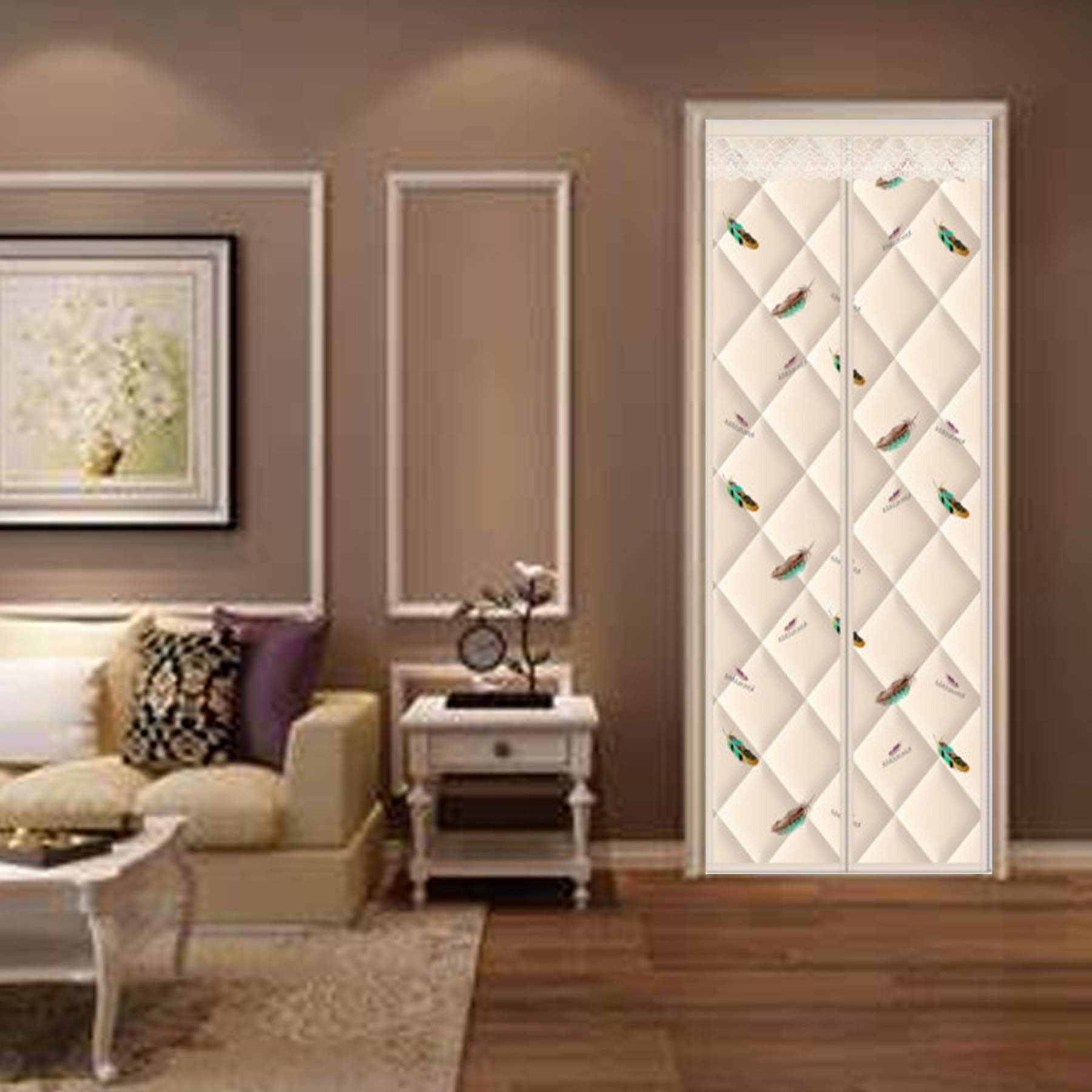 Magnetic Screen Door with Thermal Insulation - 34x84 Inch Weatherproof, Anti-Rain & Snow, Self-Closing Cotton Curtain for French Doors & Greenhouses | Perfect for Patio, Kitchen, and Pet-Friendly Homes