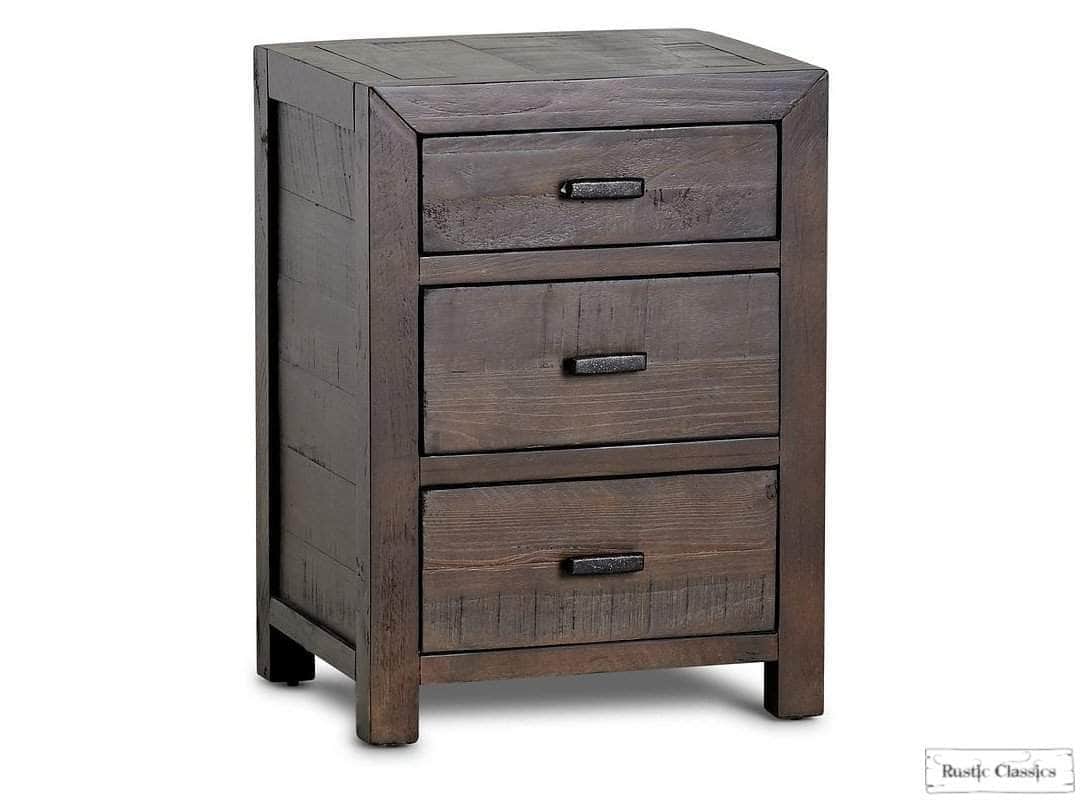 Whistler Reclaimed Wood 3-Drawer Nightstand - Rustic Brown Bedside Table for Bedroom, Living Room & Guest Room Storage