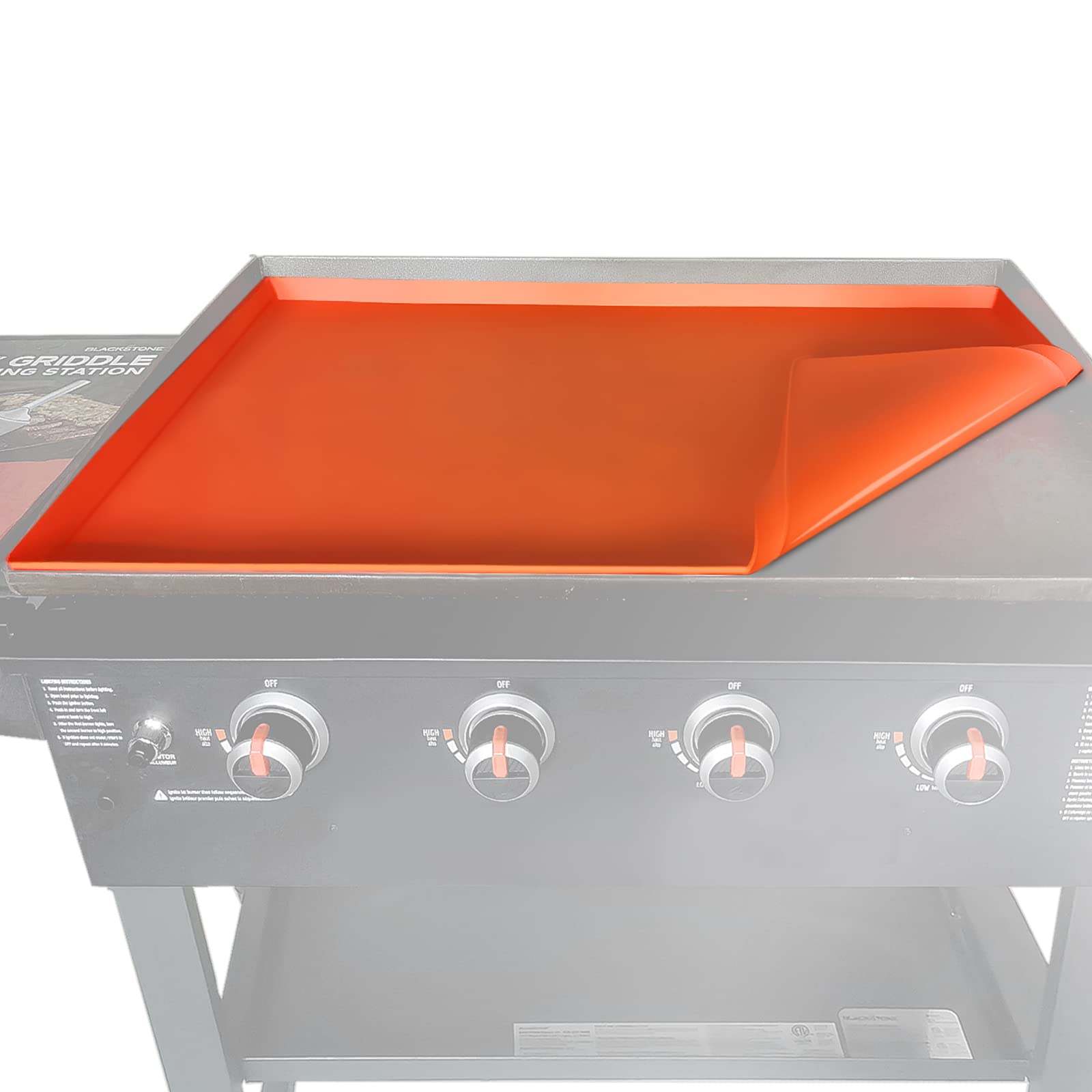 BSARTE 36 Inch Heavy Duty Silicone Griddle Mat Cover for Blackstone 36 Inch Griddle - Food Grade Thick Protective Cooking Surface Cover - Perfect for Outdoor Grill, Camping, Backyard BBQ & Tailgating - Orange