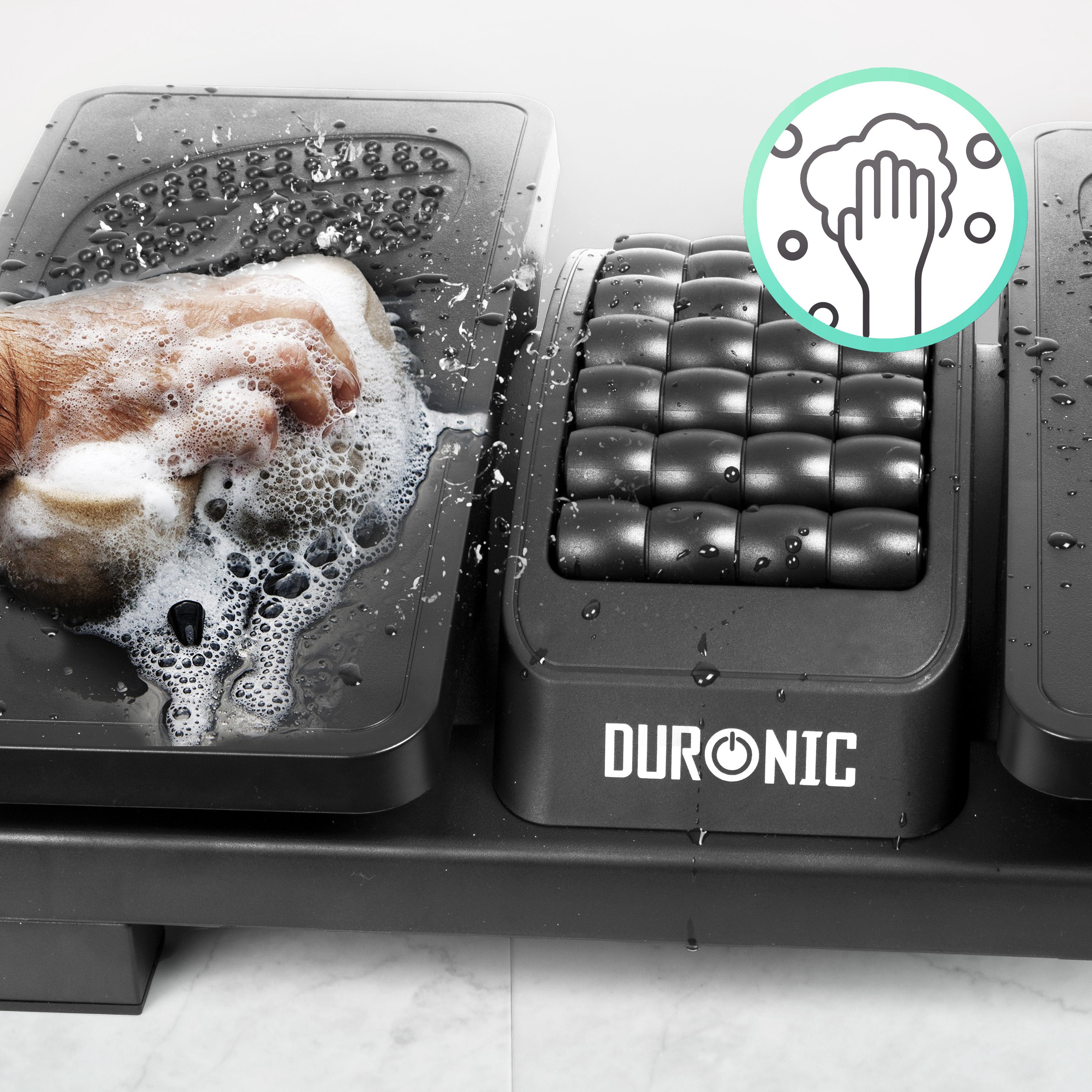 Duronic FT04 Ergonomic Footrest - Adjustable Height & Tilt Foot Rest with Massage Rollers & Textured Surface for Pain Relief - Ideal for Office, Home & Student Use - Perfect Under Desk Foot Support for Long Work Hours & Gaming Sessions