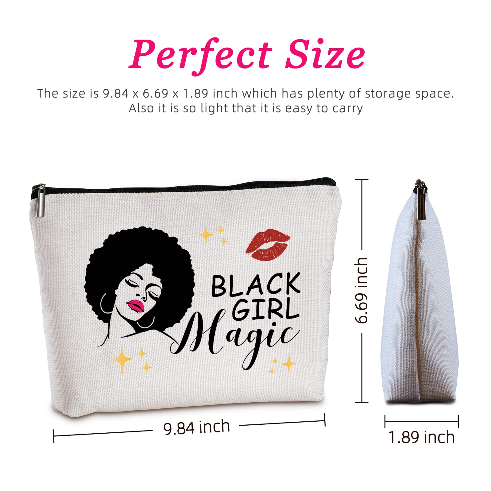 Black Magic Makeup Travel Bag - African American Melanin Gifts for Women - Inspirational Birthday, Christmas & Retirement Gifts for Sister, Friend, Aunt & Mom - Perfect for Travel, Cosmetics Storage & Special Occasions