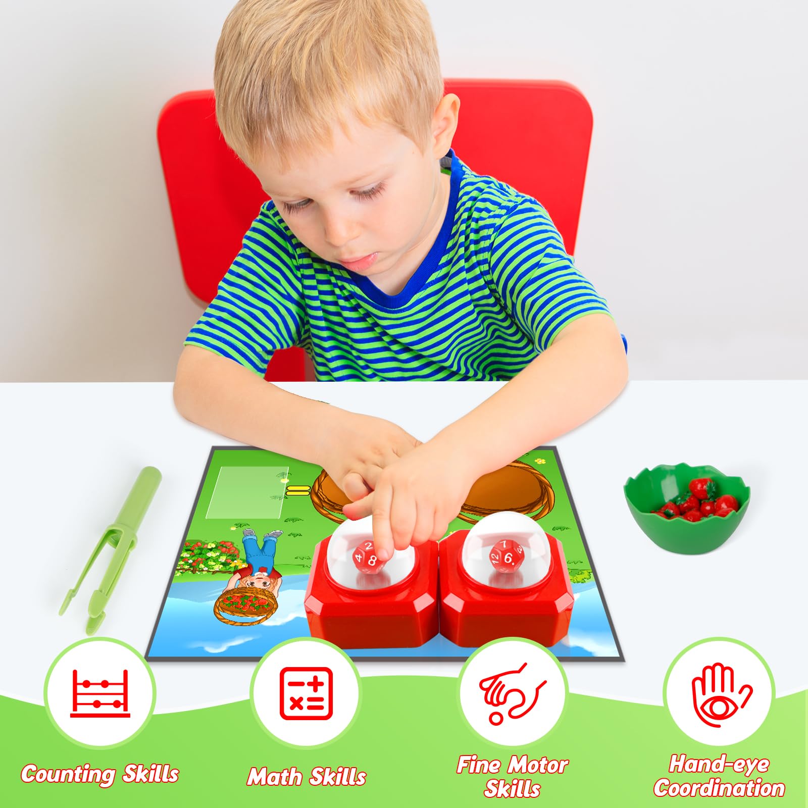 Educational Math Board Games for Kids with Dice Poppers | Fun Addition & Subtraction Learning Games | Counting Toys & Math Manipulatives for Kindergarten & Homeschool | Develop Fine Motor Skills | Perfect for Classroom Activities & Family Game Nights