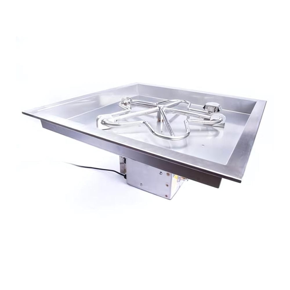 Premium HPC Square Bowl Gas Fire Pit Insert with Electronic On/Off Ignition & High-Efficiency Torpedo Burner - Perfect for Outdoor Patio, Backyard, and Garden Gatherings