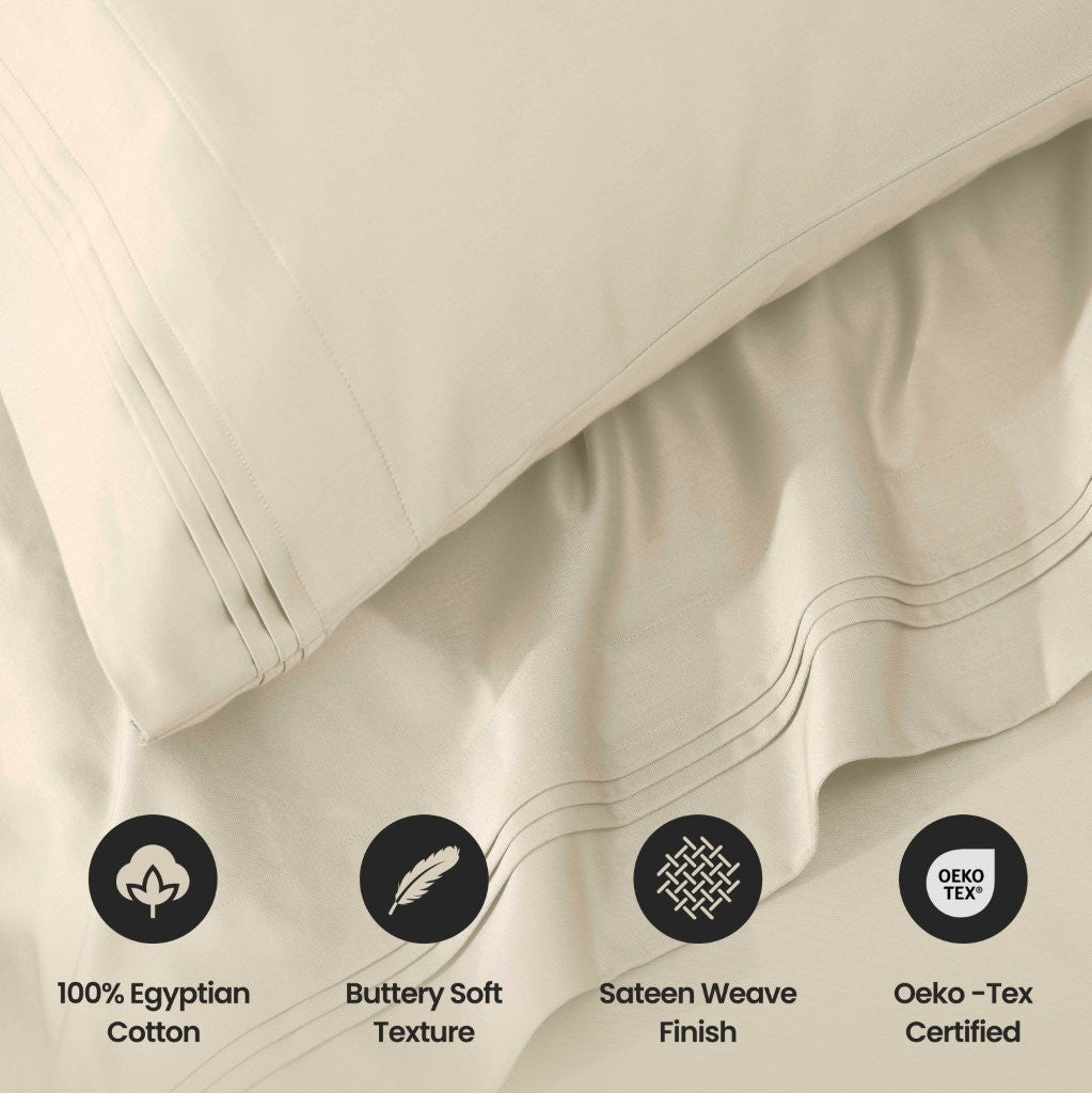 Premium 1000 Thread Count Egyptian Cotton Sheet Set - Eco-Friendly, Breathable & Hypoallergenic - Perfect for Luxury Bedding & Hot Sleepers
