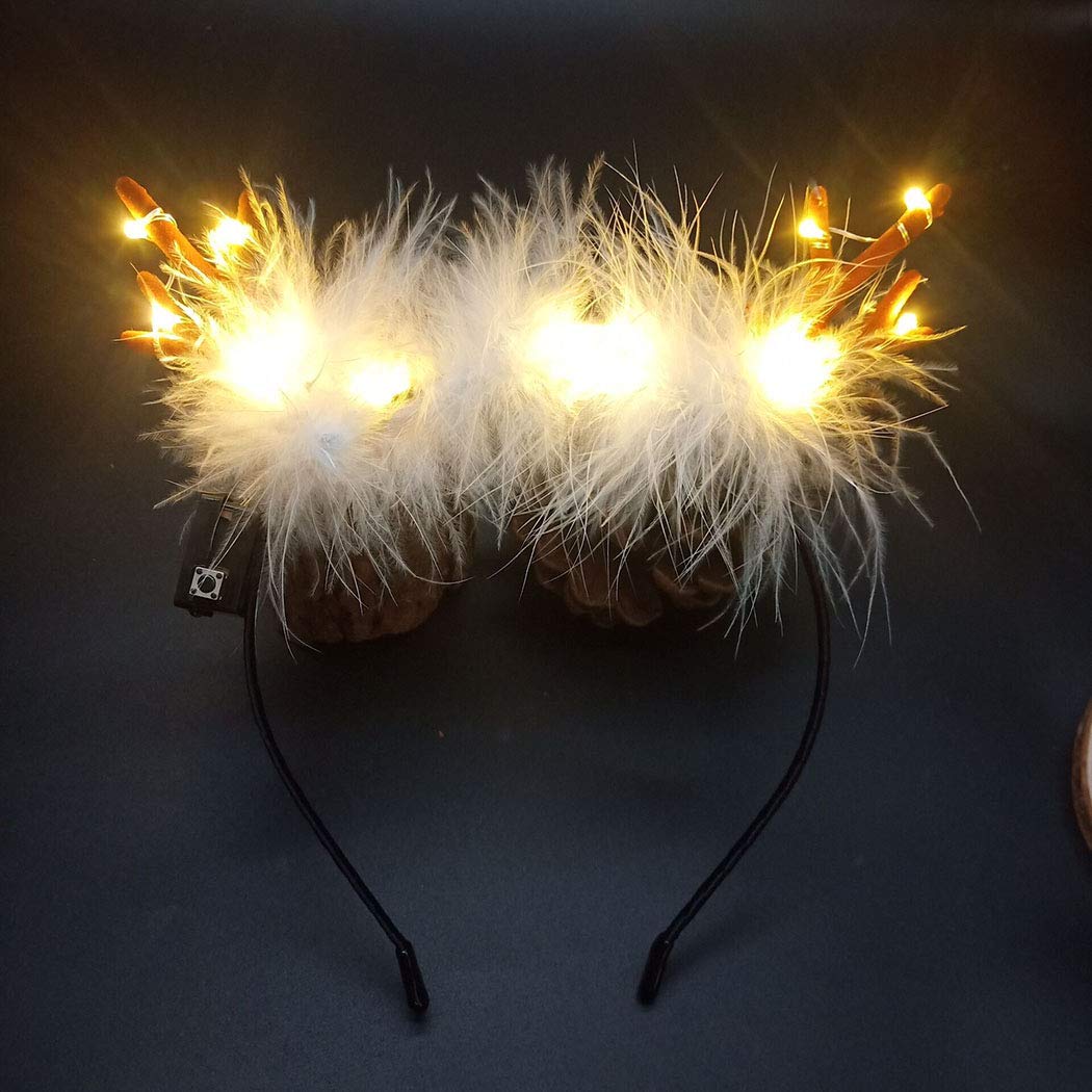 Glow in the Dark LED Reindeer Antler Headband - Light Up Christmas Hair Accessories for Women & Girls - Perfect for Holiday Parties, Festive Events & Christmas Photos