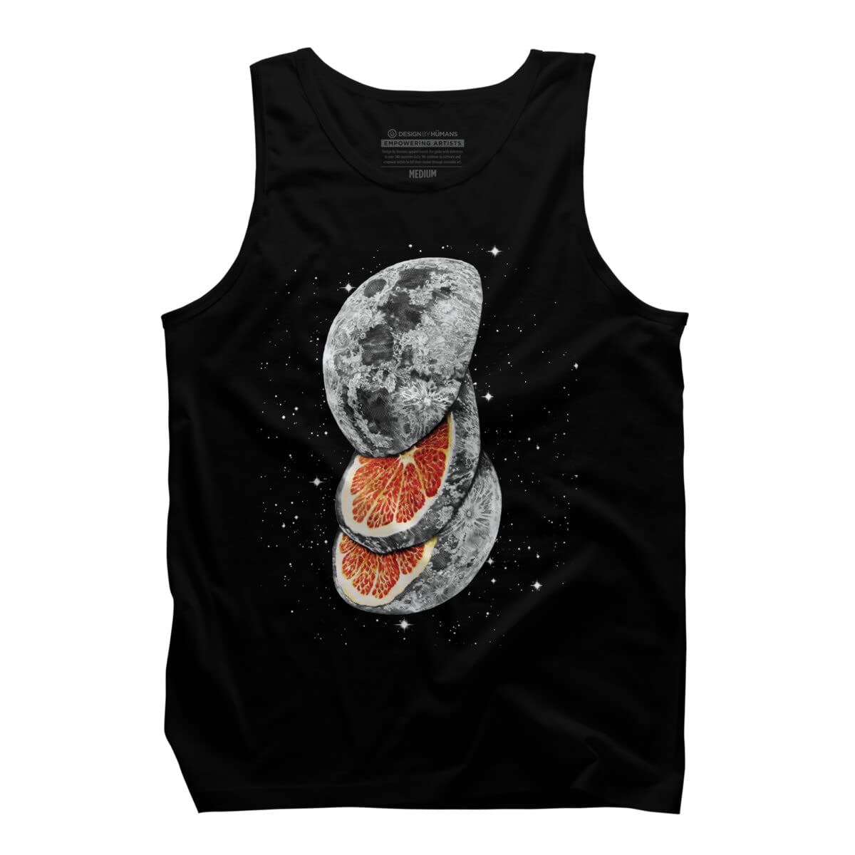 Design By Humans Men's Lunar Fruit by JPOrmiston Sleeveless Graphic Tank Top - Soft Cotton Tee for Summer & Casual Wear - Perfect for Gym, Beach, and Everyday Outfits