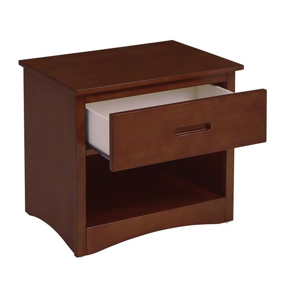 Lexicon Rowe 1-Drawer Transitional Wood Nightstand in Dark Cherry - Stylish Bedside Table for Bedroom, Living Room & Office - Perfect for Storage & Decor