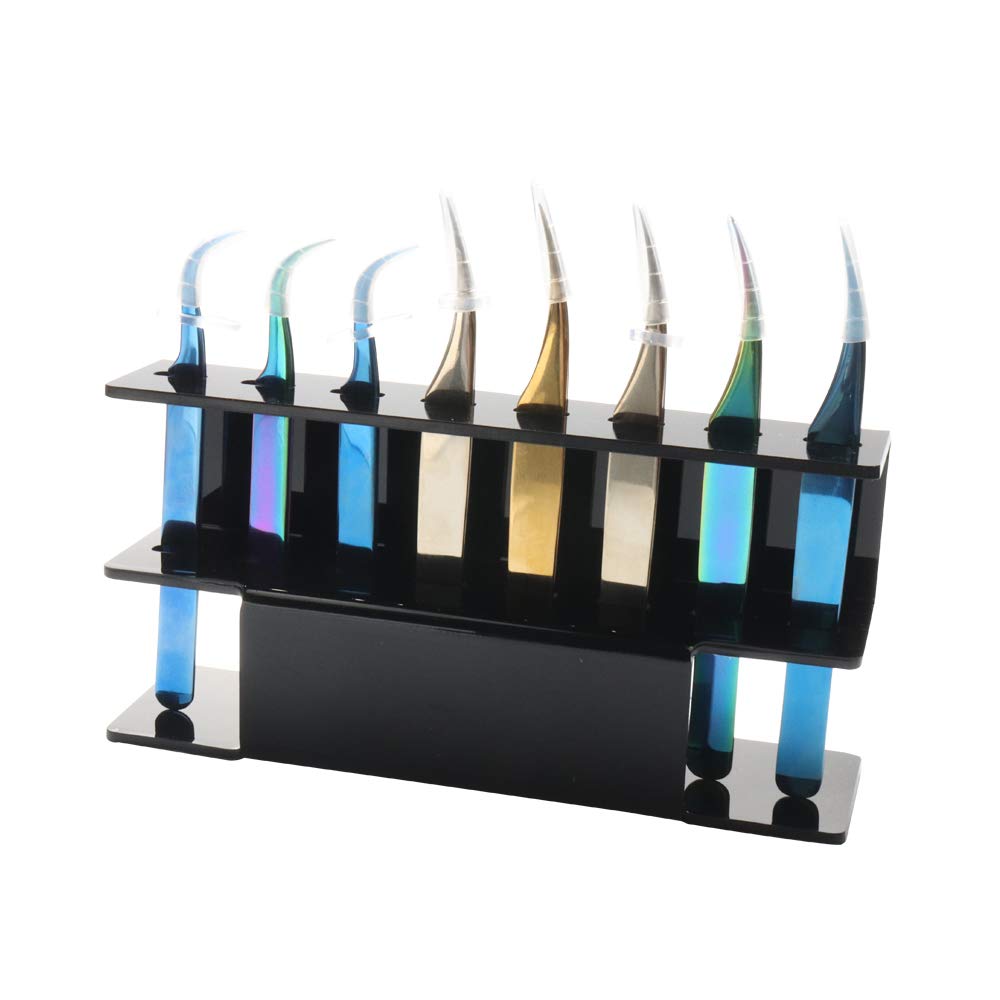 Professional 8-Hole Eyelash Extension Tweezers Holder - Black Display Stand for Lash Artists | Salon Organization & Storage Solution | Perfect for Eyelash Extension Tools, Beauty Supplies & Salon Decor