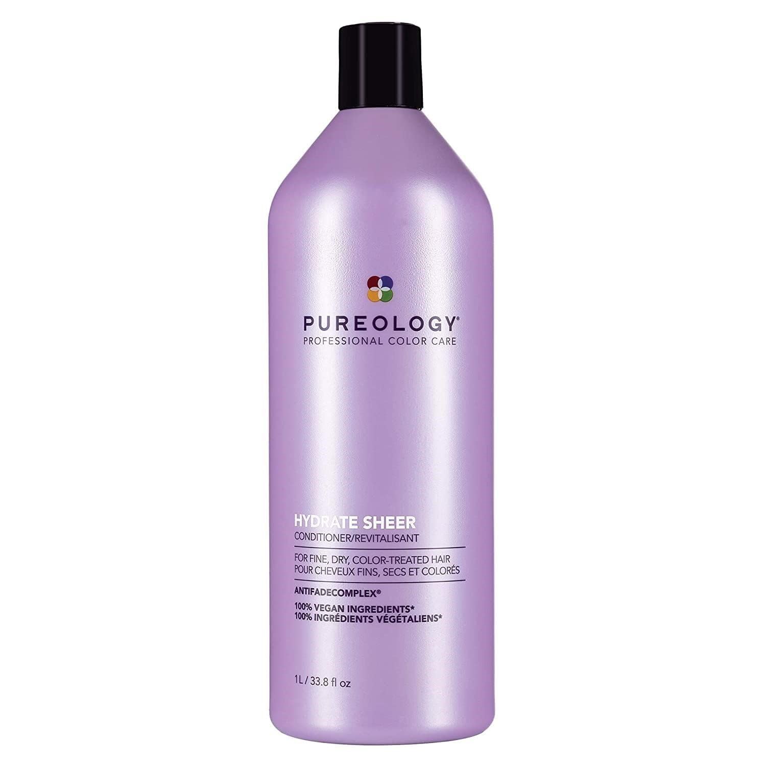 Pureology Hydrate Sheer Nourishing Conditioner for Fine, Dry Color Treated Hair - Sulfate-Free, Vegan Formula | Perfect for Daily Hair Care & Color Protection at Home or Salon