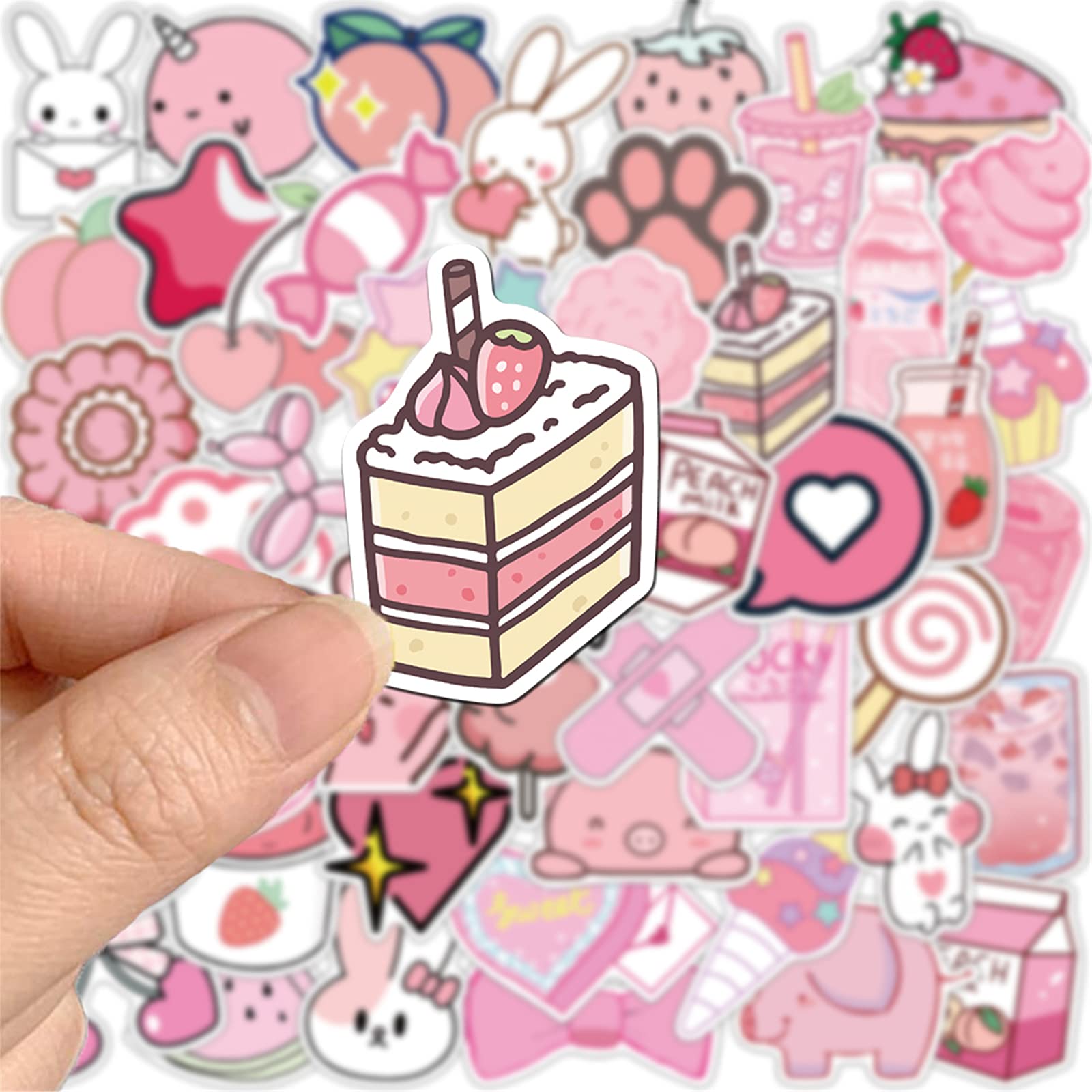 50PCS Kawaii Cute Waterproof Stickers for Kids & Teens - Aesthetic Pink VSCO Girl Stickers for Water Bottles, Hydro Flask, Laptop, Phone & Car | Perfect for School Supplies, DIY Crafts & Personalizing Accessories