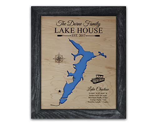 Custom Wood Lake Map Wall Art - Personalized Handmade House Decor for Any Lake | Unique Gift for Lake House, Cabin, or Cottage | Perfect for Living Room, Bedroom, or Office Decor