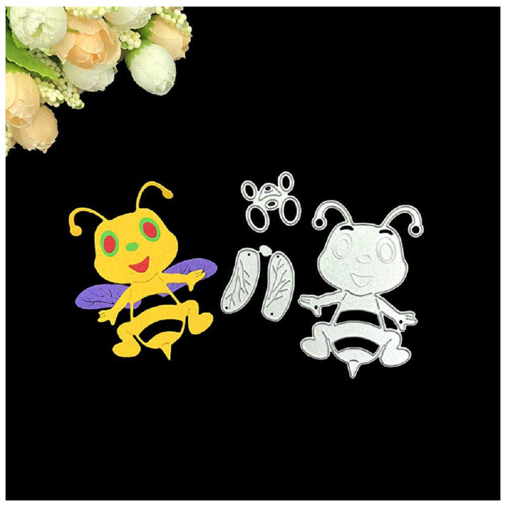 4-Piece Metal Scrapbooking Die Cut Set - Fairy Angel, Fairy, Cartoon Bee & Cat Frame Stencils for DIY Greeting Cards, Photo Albums & Paper Crafts | Perfect for Card Making, Embossing, Scrapbooking & Gift Decorations
