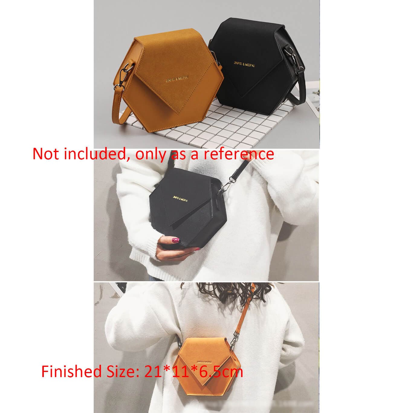 BABYLON™ Hexagon Crossbody Bag - Genuine Leather with Unique Pattern (AAB 453) - Perfect for Everyday Use, Travel & Fashion Accessories