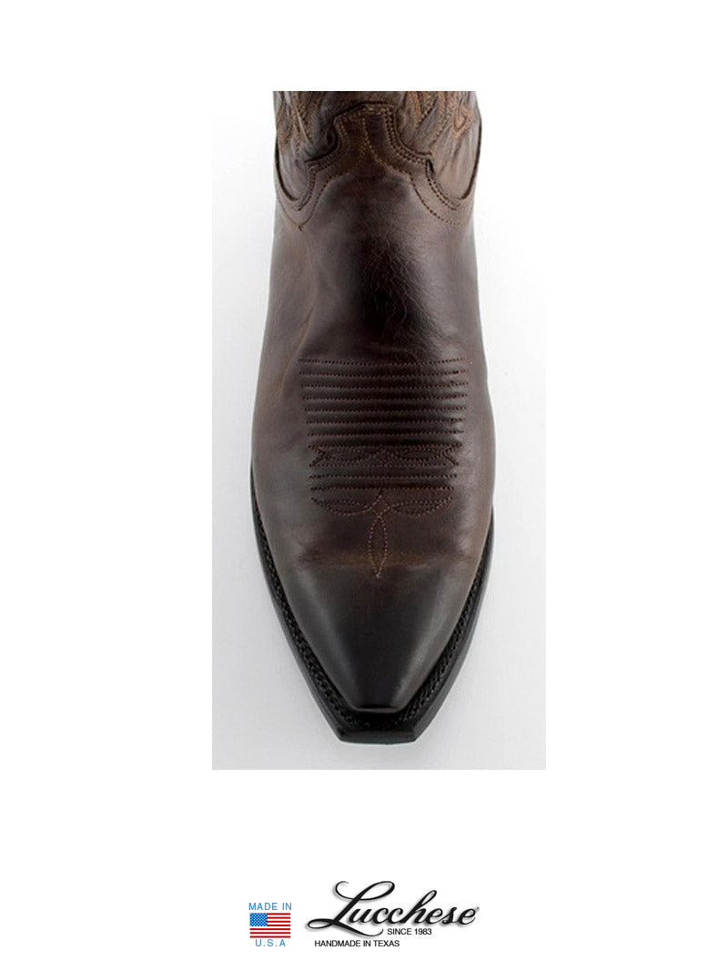 Lucchese N1556.54 Men's Corbin Mad Dog Goat Snip Toe Boots - Dark Chocolate Brown Western Boots for Cowboy, Rodeo & Country Style Outfits