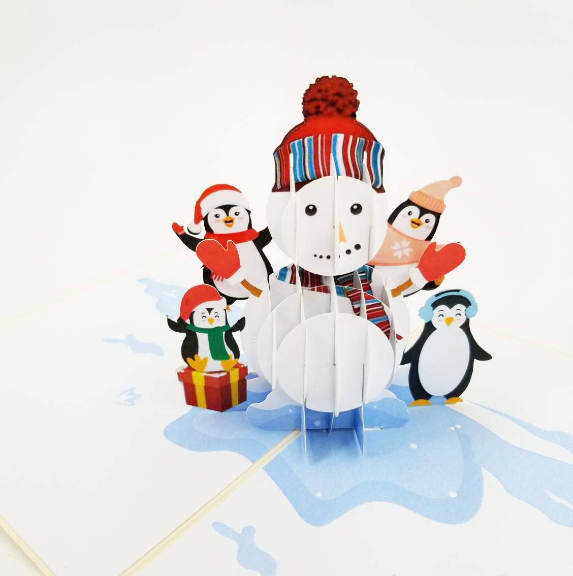 Snowman & Penguin Pop-Up Christmas Card - Holiday & Birthday Greeting Card for Family (Son, Daughter, Grandkids, Parents) | Festive 3D Pop-Up Card for Christmas Celebrations & Special Occasions