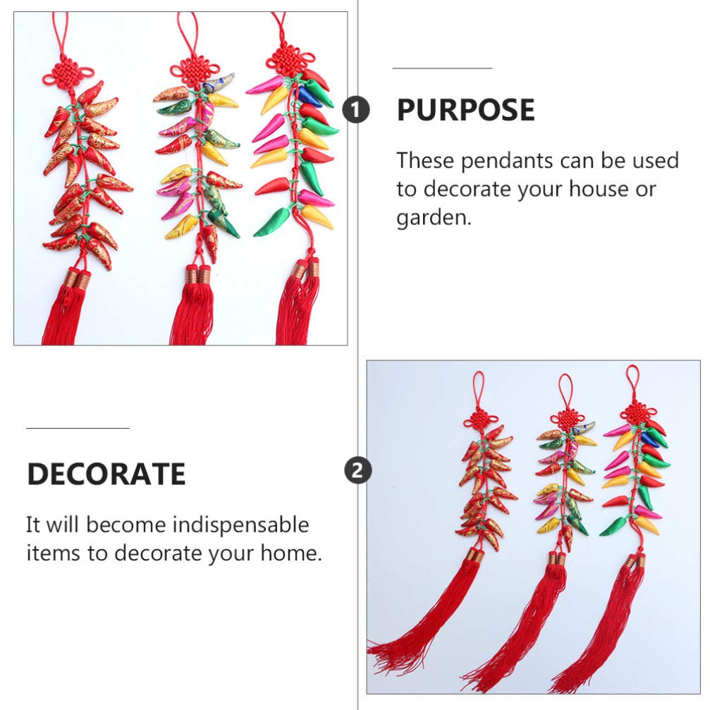 ABOOFAN Chinese New Year Chili Pepper Pendant - Festive Holiday Decorations for Home, Wedding, Car & Christmas - Traditional Red Knot Brocade Ornament for Lunar New Year Celebrations